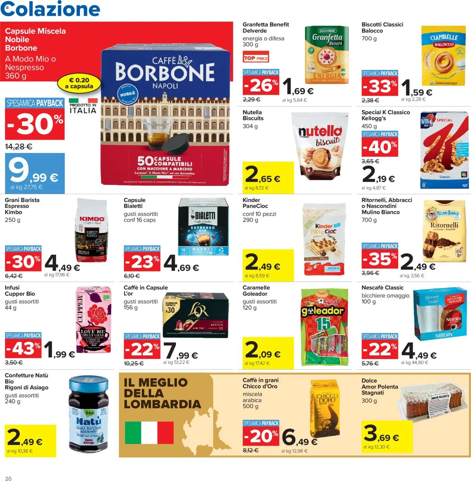 Volantino Carrefour del 19.05.2026 | Pagina: 20 | Prodotti: Caffè, Top, Nutella, Mirtilli
