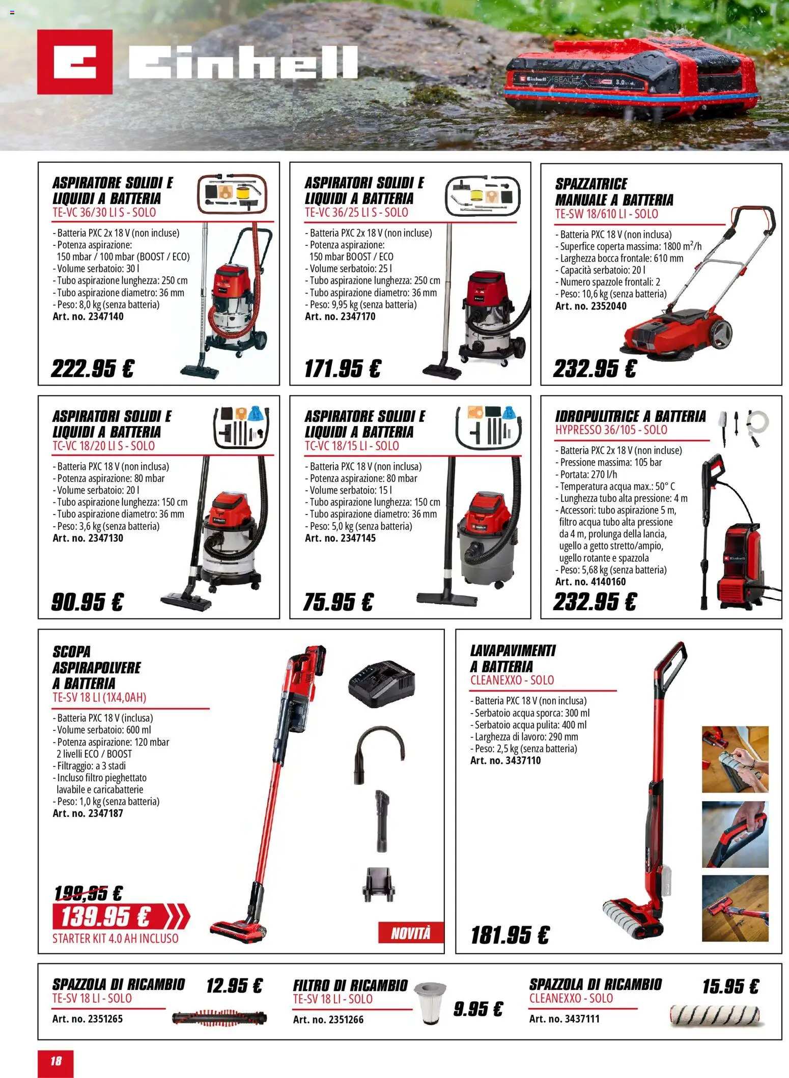 Volantino Einhell del 02.02.2026 | Pagina: 18 | Prodotti: Acqua, Idropulitrice, Aspirapolvere, Coperta