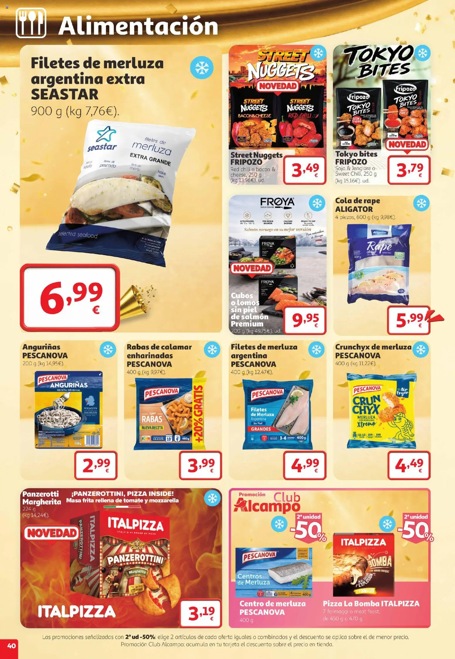 Alcampo folleto Telde │ válido desde el 22/10/2026 | Página: 40 | Productos: Aceite, Pizza, Filetes de merluza, Nuggets