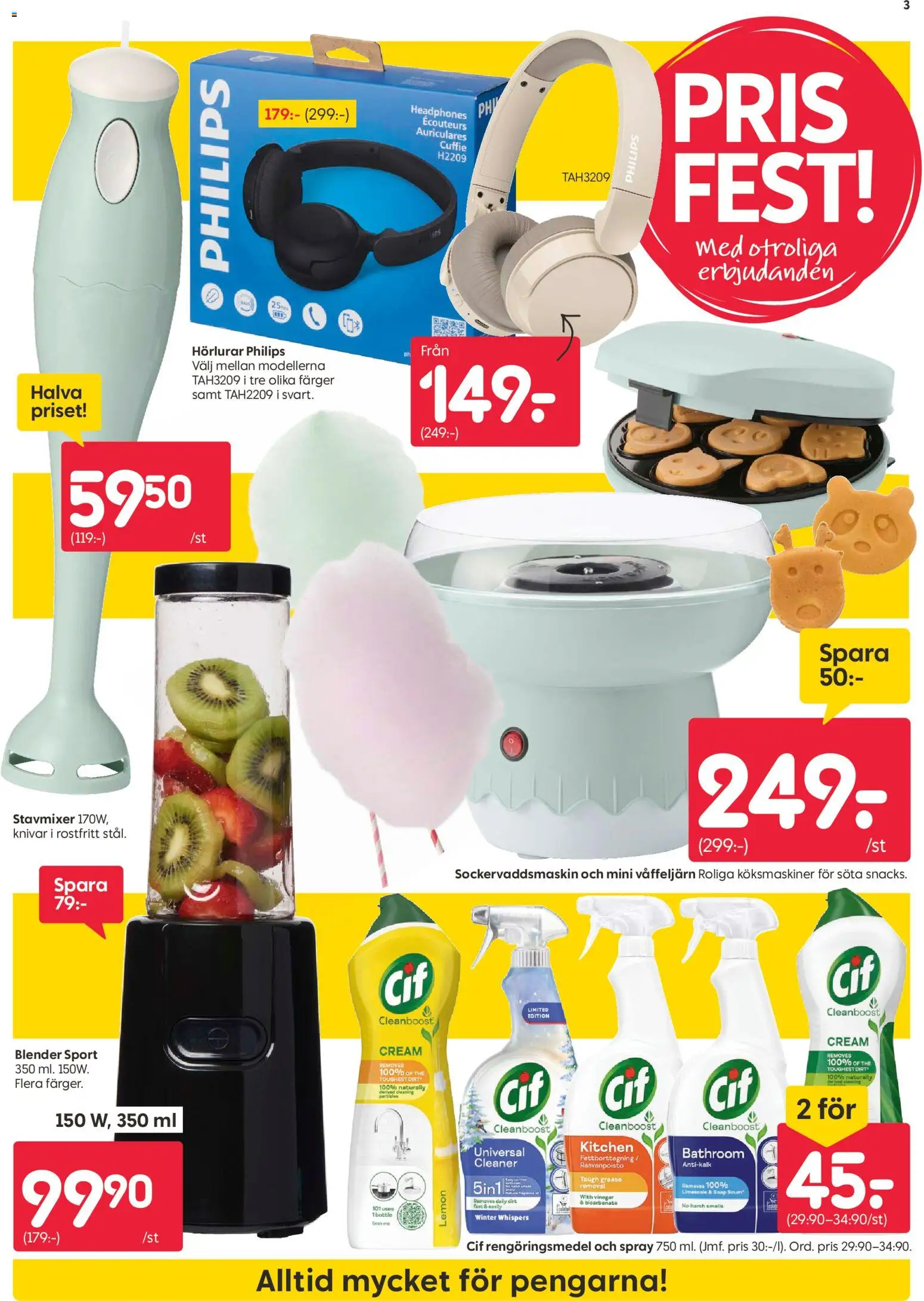 Rusta reklamblad aktuell från 07/09/2026 | Sida: 3 | Produkter: Rengöringsmedel, Stavmixer, Våffeljärn, Blender