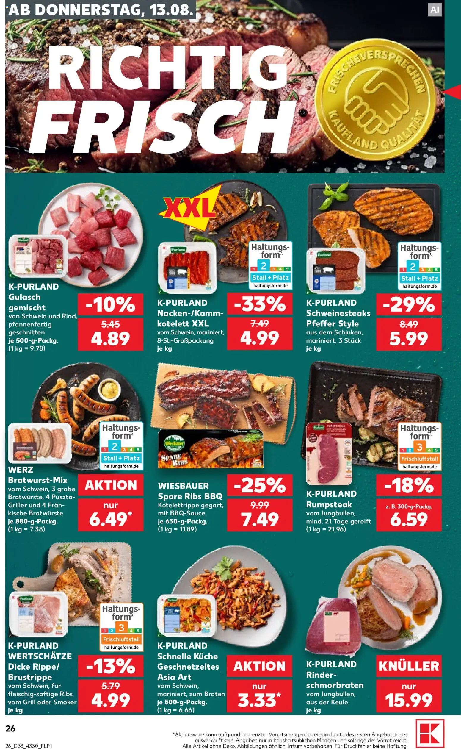 Kaufland Prospekt Berlin – gültig ab 13.08.2026 | Seite: 26 | Produkte: Rumpsteak, Küche, Pfeffer, Griller