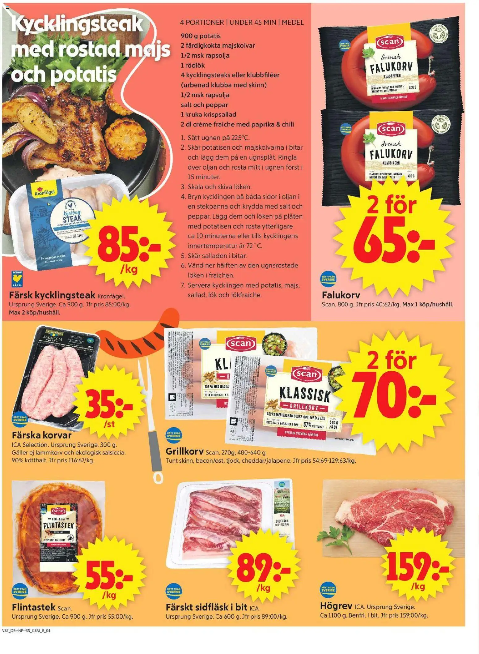 ICA Supermarket reklamblad aktuell från 03/08/2026 | Sida: 4 | Produkter: Grillkorv, Peppar, Chili, Potatis