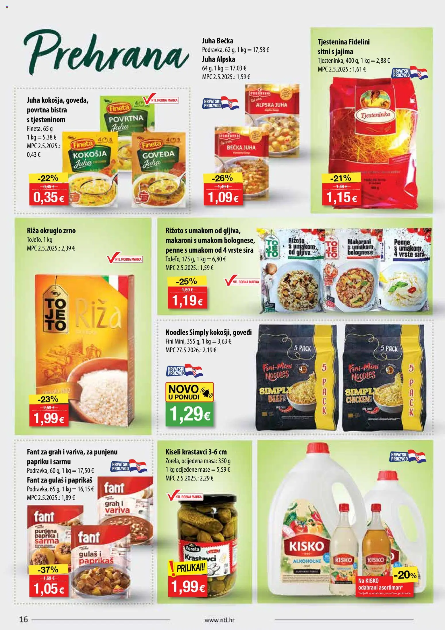 NTL katalog | vrijedi od 17.06.2026 | Stranica: 16 | Proizvodi: Riža, Paprika, Juha, Kiseli krastavci