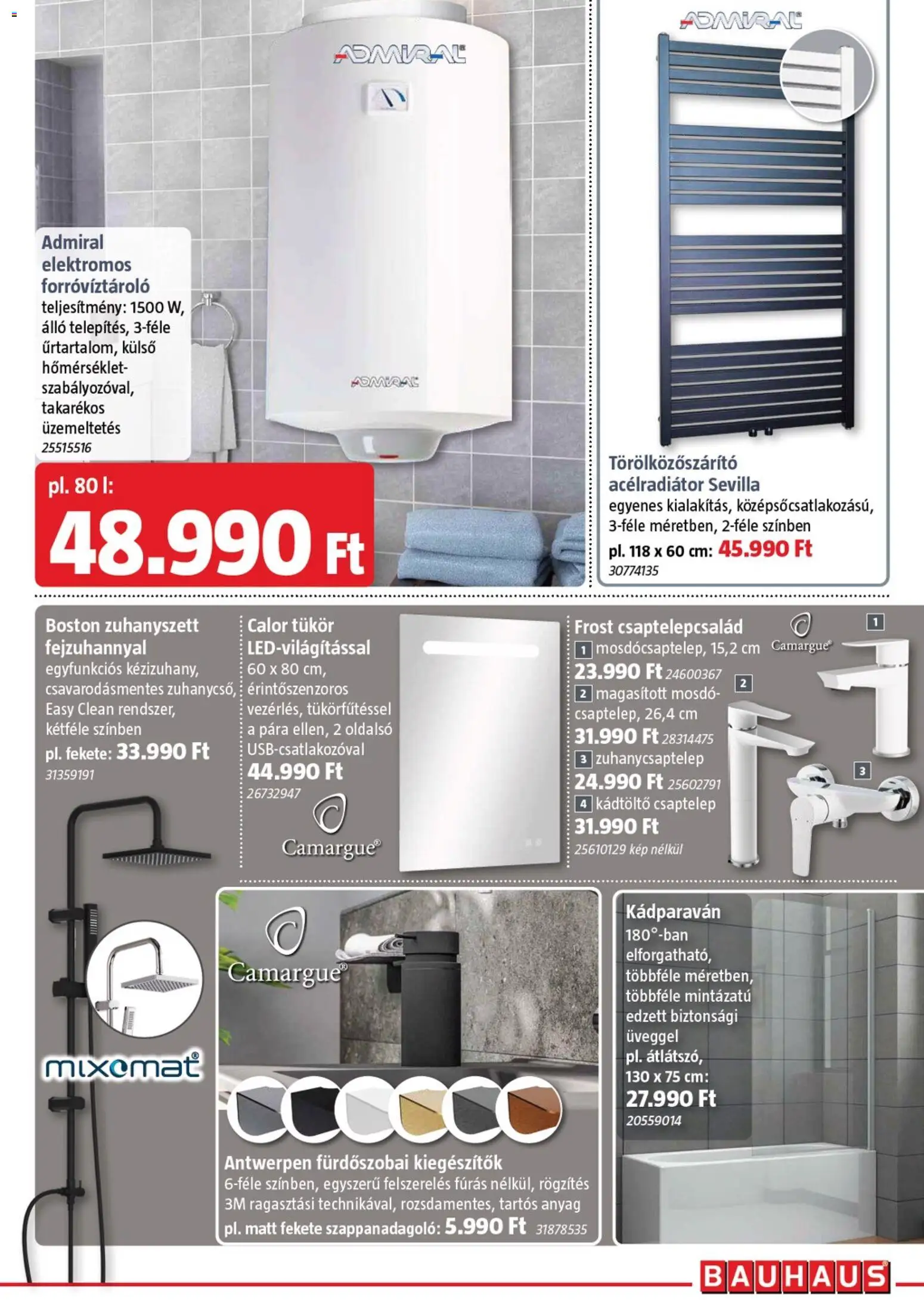 Bauhaus akciós ujság - amely érvényes a következő dátumtól: 05.03.2026 | Oldal: 27 | Termékek: Kádparaván, Csaptelep, Tükör, Szappanadagoló