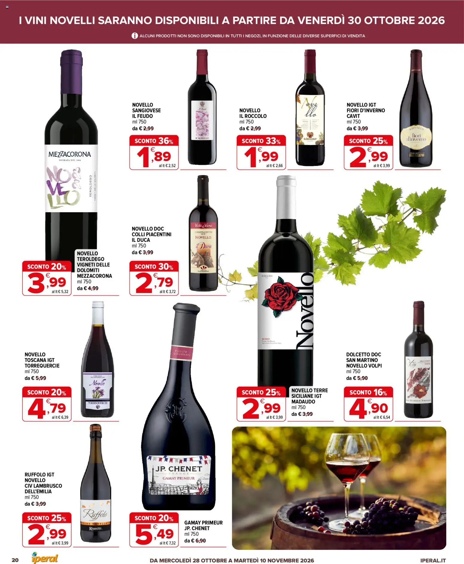 Volantino Iperal del 28/10/2026 | Pagina: 20 | Prodotti: Vino, Fiori, Lambrusco