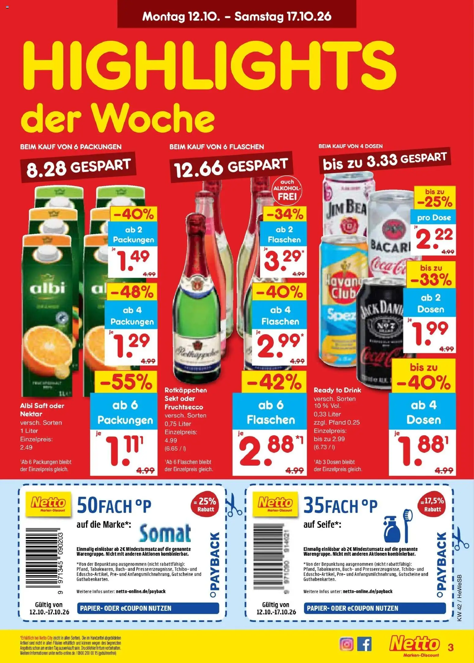 Netto Marken-Discount Prospekt Hamburg (ab 12.10.2026) » Angebote | Seite: 3 | Produkte: Sekt, Fruchtsecco, Seife, Rotkäppchen