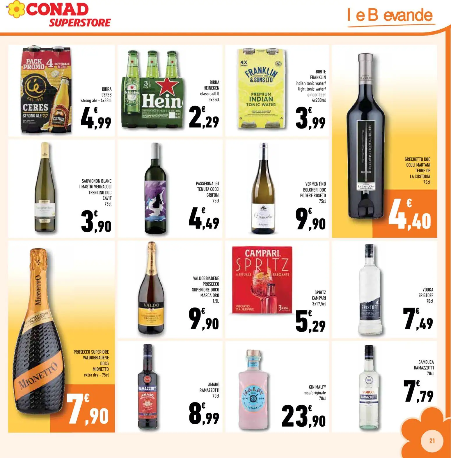 Volantino Conad del 01/07/2026 | Pagina: 21 | Prodotti: Birra, Vodka, Ceres, Heineken