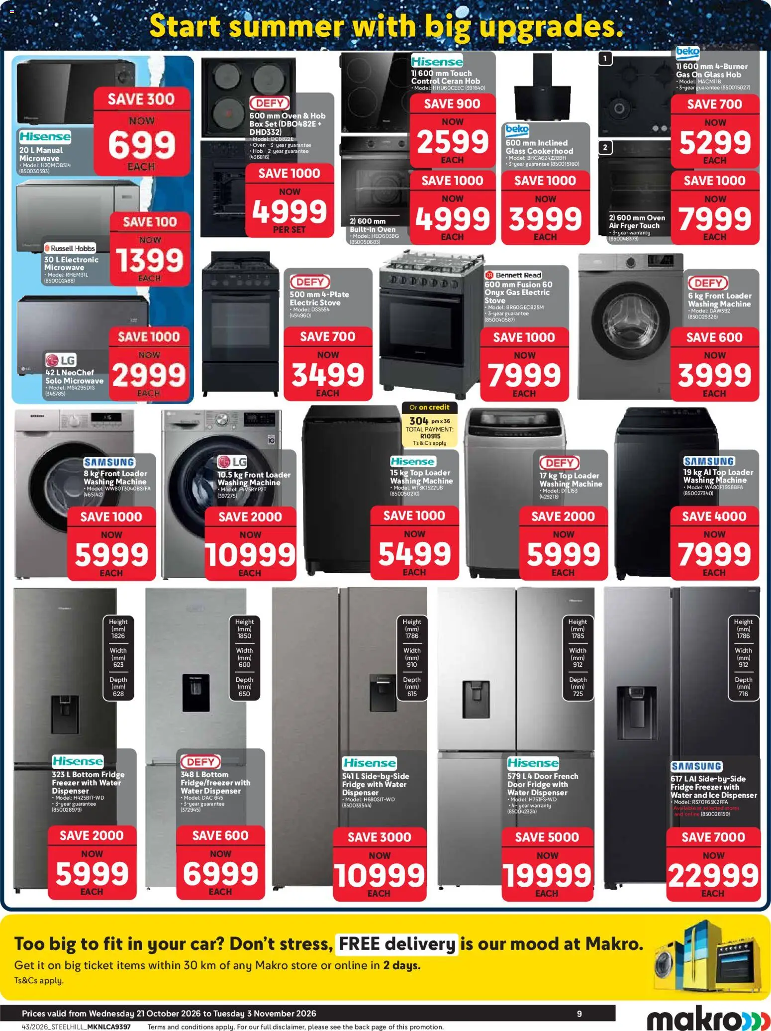 New Makro catalogue – valid from 21/10/2026 | Page: 9 | Products: Washing machine, Hob, Stove, Water