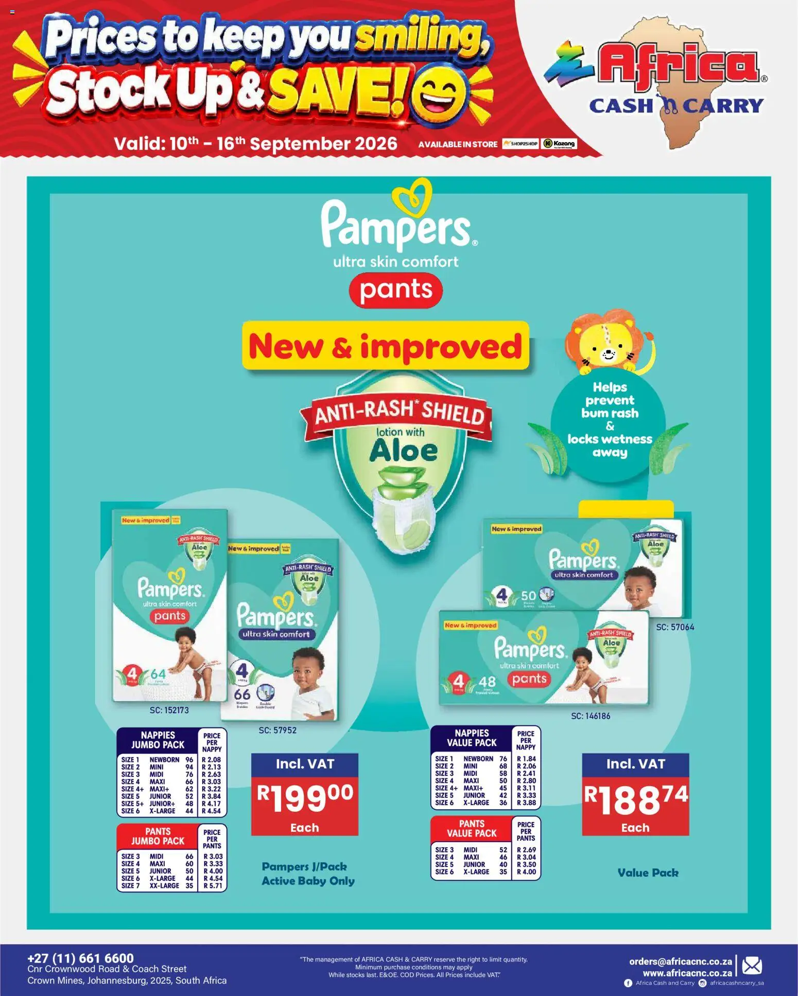 New Africa Cash & Carry catalogue – valid from 10/09/2026 | Page: 75 | Products: Pants, Stock, Nappies, Lotion