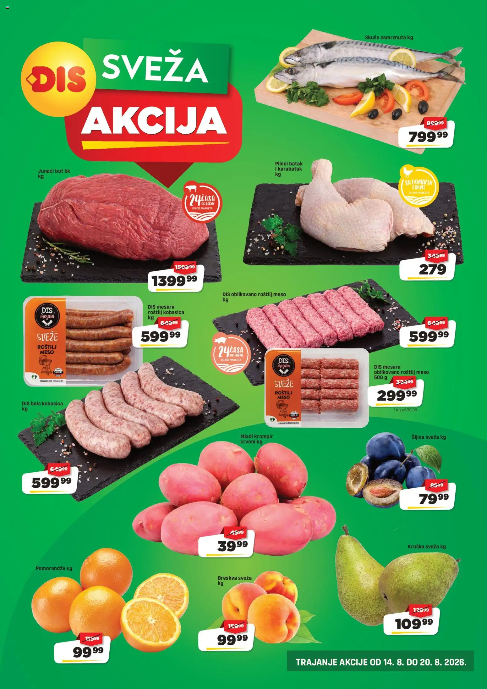 DIS katalog - važi od 14.08.2026 | Strana: 3 | Proizvode: Krompir, Meso, Breskva, Roštilj meso