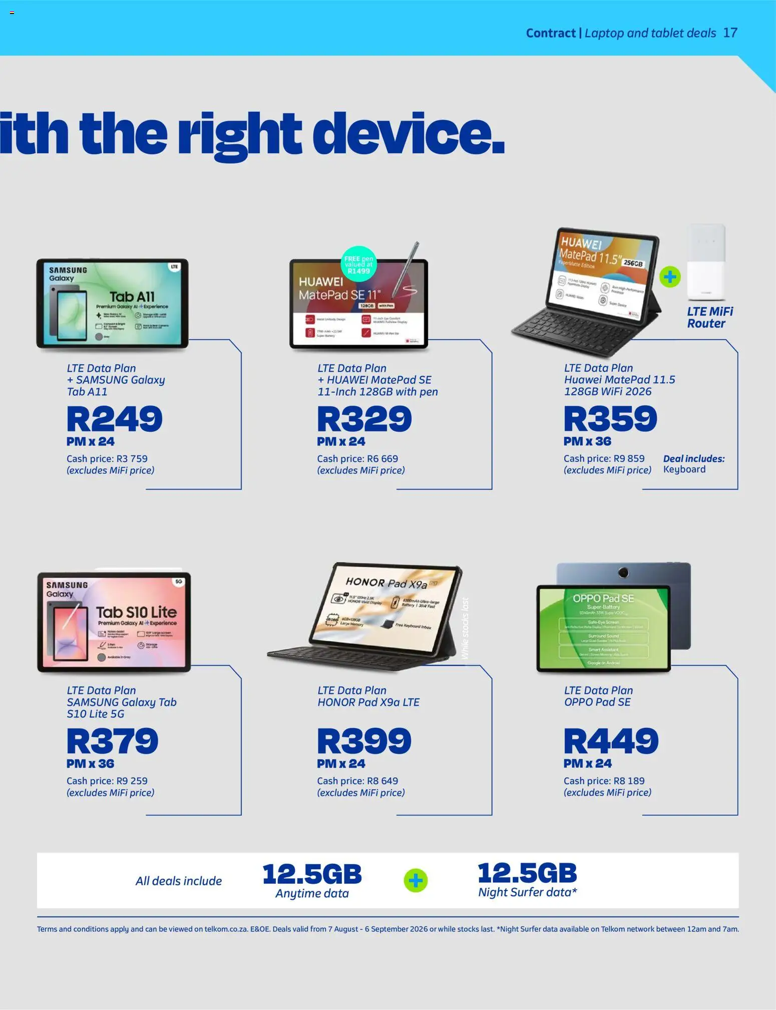 New Telkom catalogue – valid from 07/08/2026 | Page: 17 | Products: Data, Router, Battery, Pen