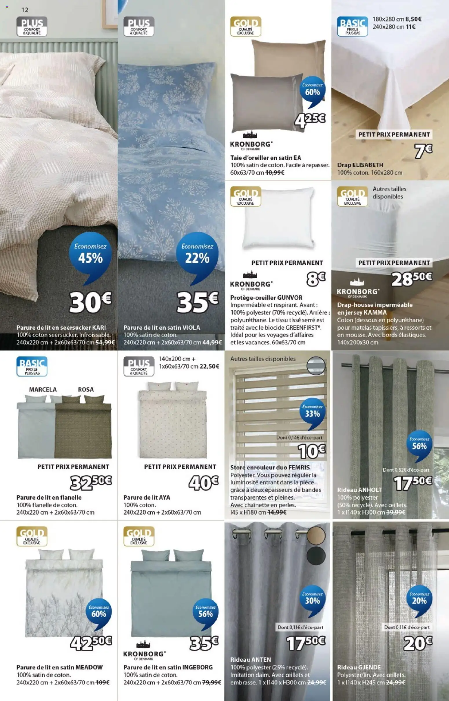 {H1} | Page: 12 | Produits: Taie d'oreiller, Lit, Store enrouleur, Rideau