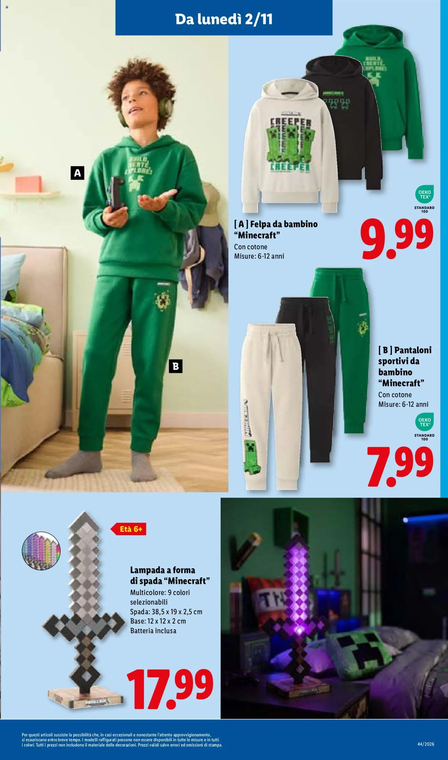 Volantino Lidl del 29/10/2026 | Pagina: 45 | Prodotti: Felpa, Pantaloni, Batteria, Lampada