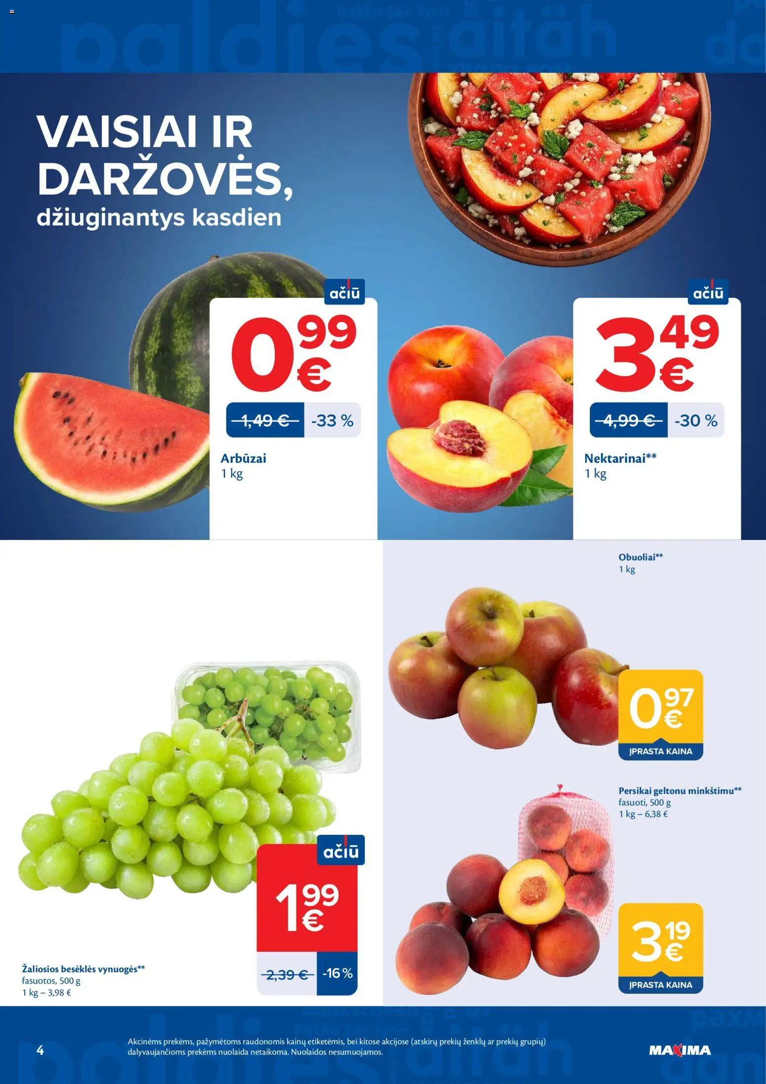 MAXIMA akcijos nuo 02.06.2026 | Puslapis: 4 | Prekių: Vynuogės, Obuoliai