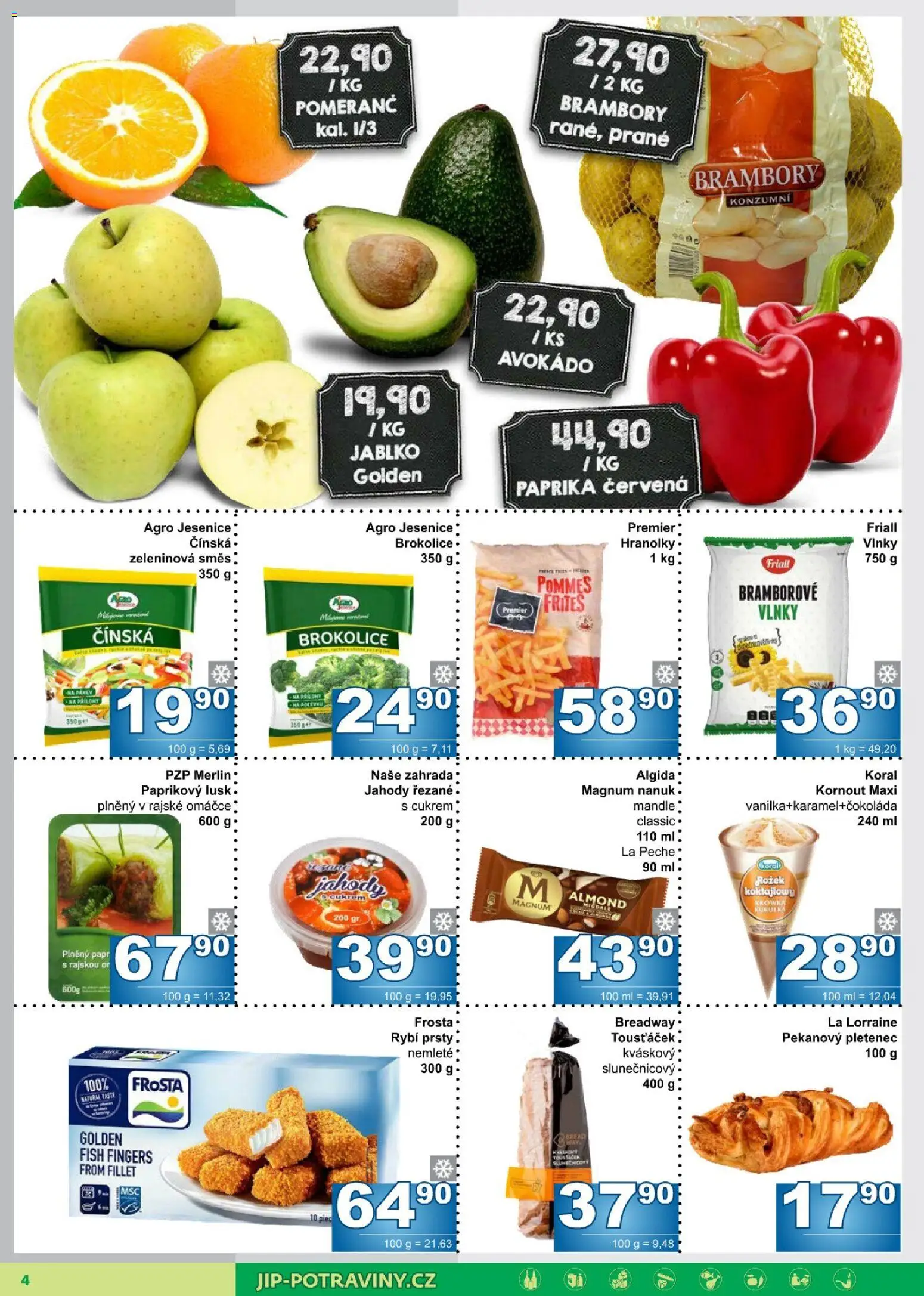 Jip leták od 29.07.2026 | Strana: 4 | Produkty: Jahody, Hranolky, Paprika červená, Paprikový lusk