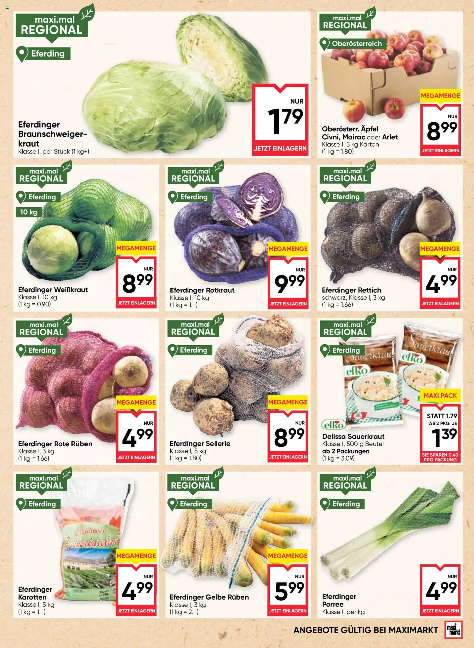 Maximarkt Flugblatt gültig ab 15.10.2026 | Seite: 5 | Produkte: Kraut, Sellerie, Sauerkraut, Äpfel