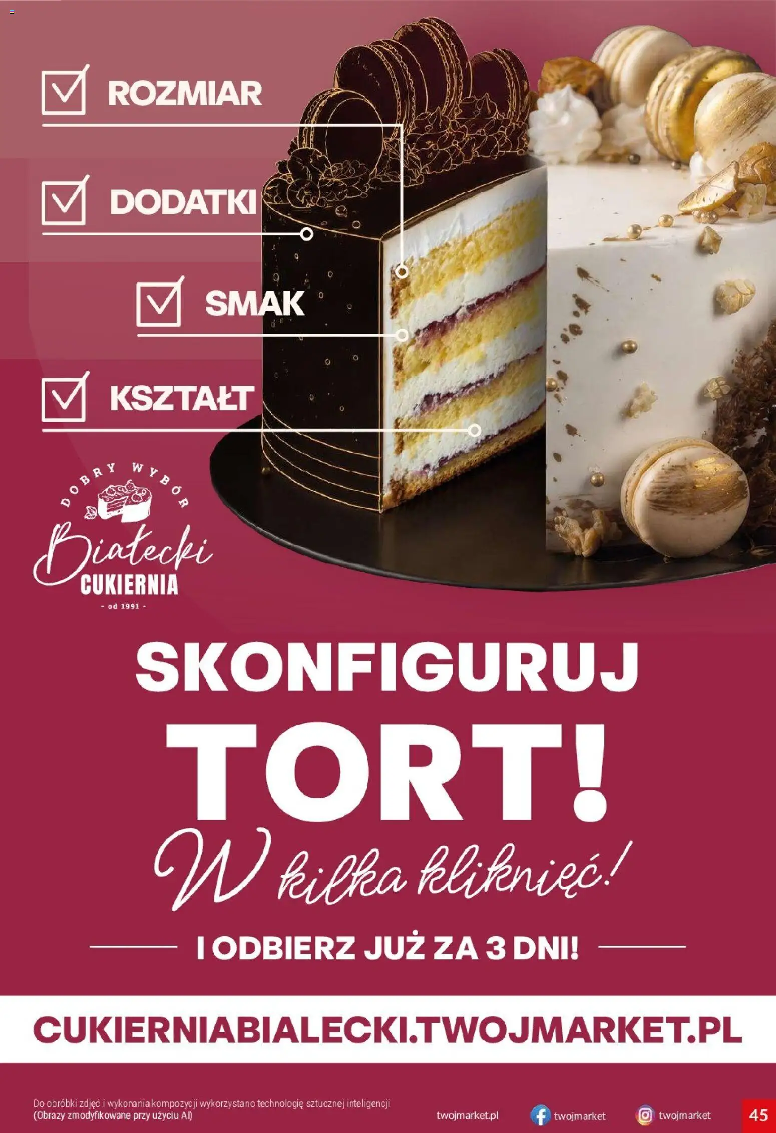 Twój Market gazetka od 21.10.2026 | Strona: 45 | Produkty: Tort