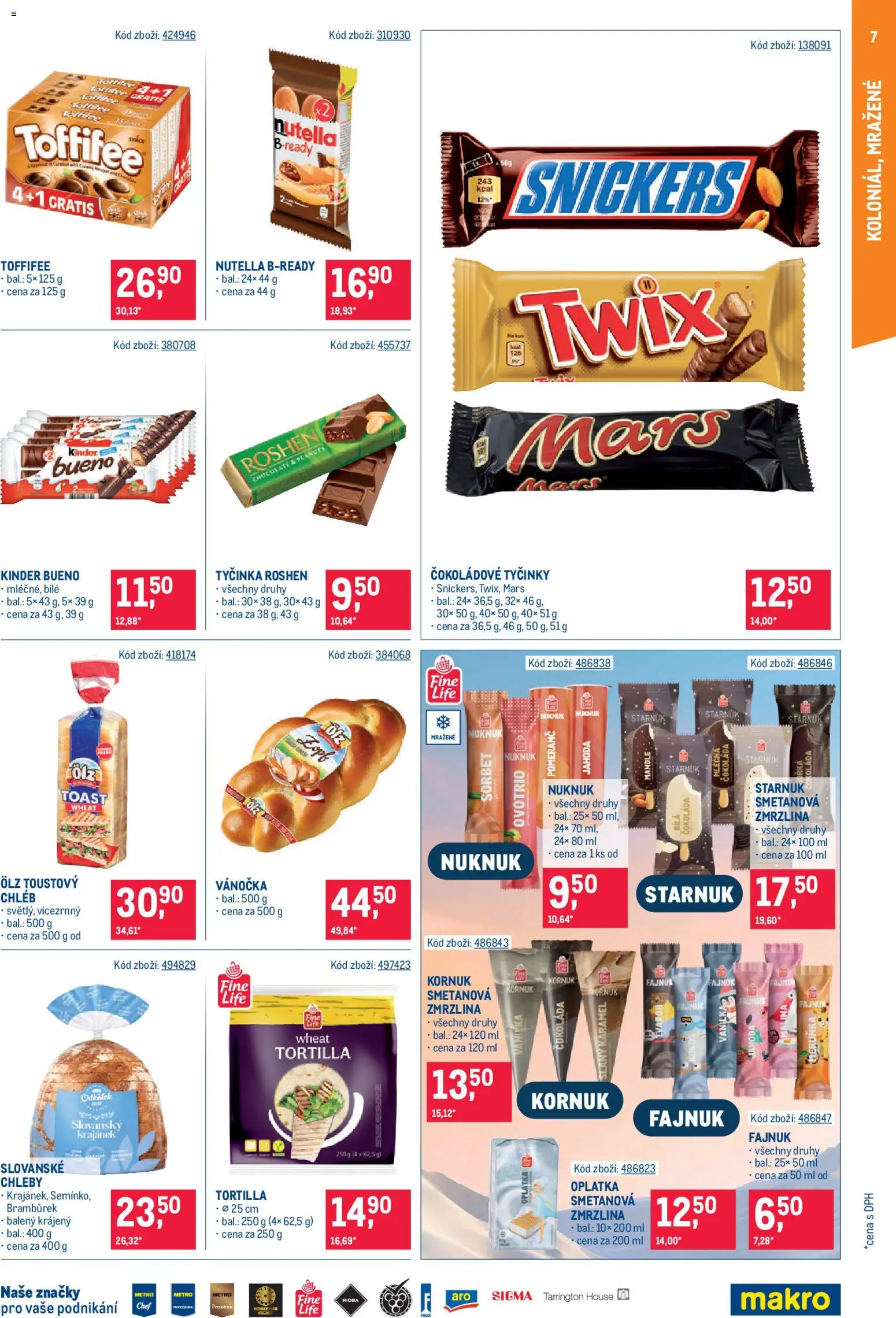 Makro leták - Maloobchod od 06.05.2026 | Strana: 7 | Produkty: Tyčinky, Mandle, Sorbet, Nutella