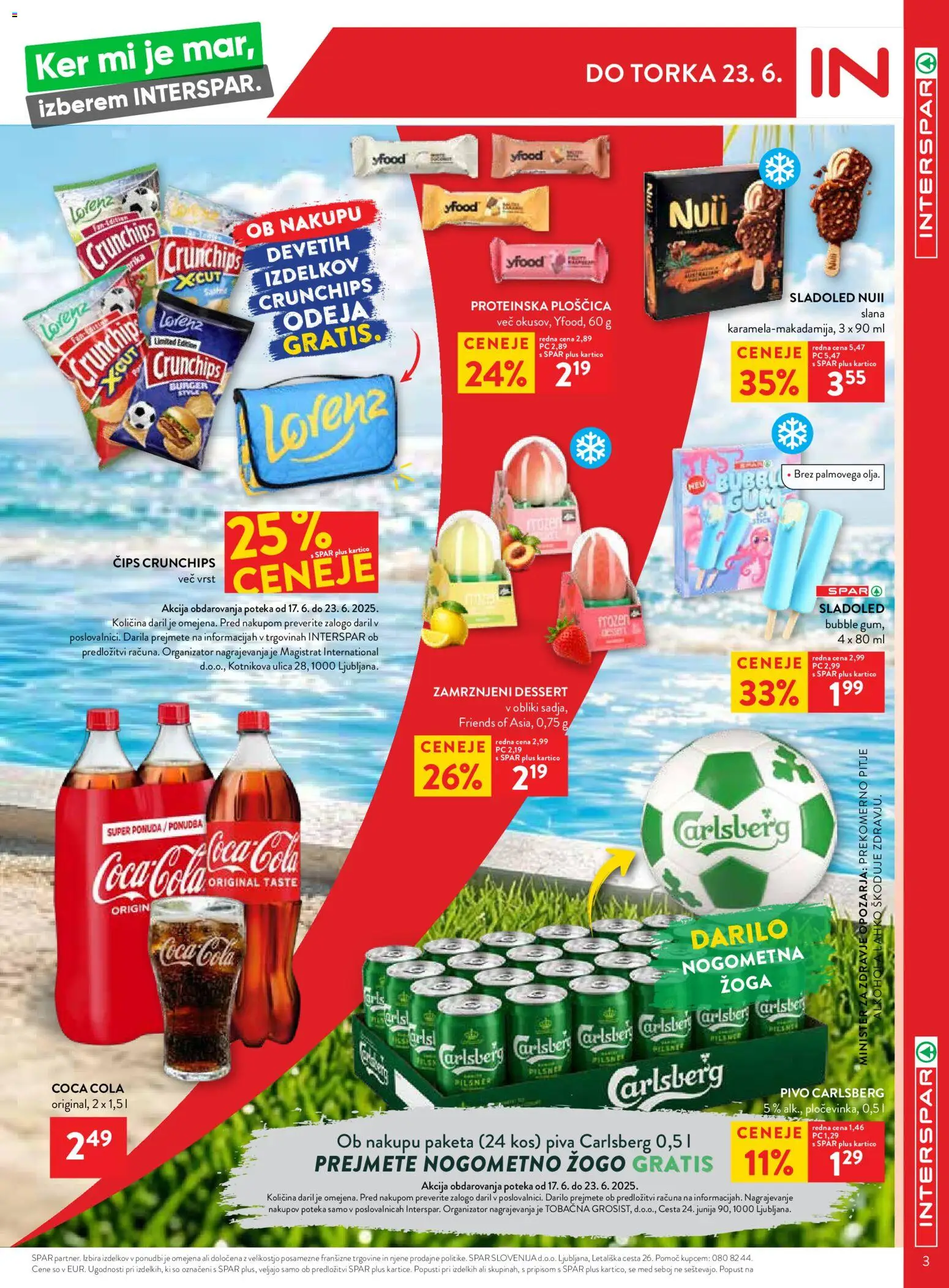 Novi Spar katalog ponudbe – veljaven od 17.06.2026 | Stran: 3 | Izdelki: Kos, Pivo, Cips, Sladoled