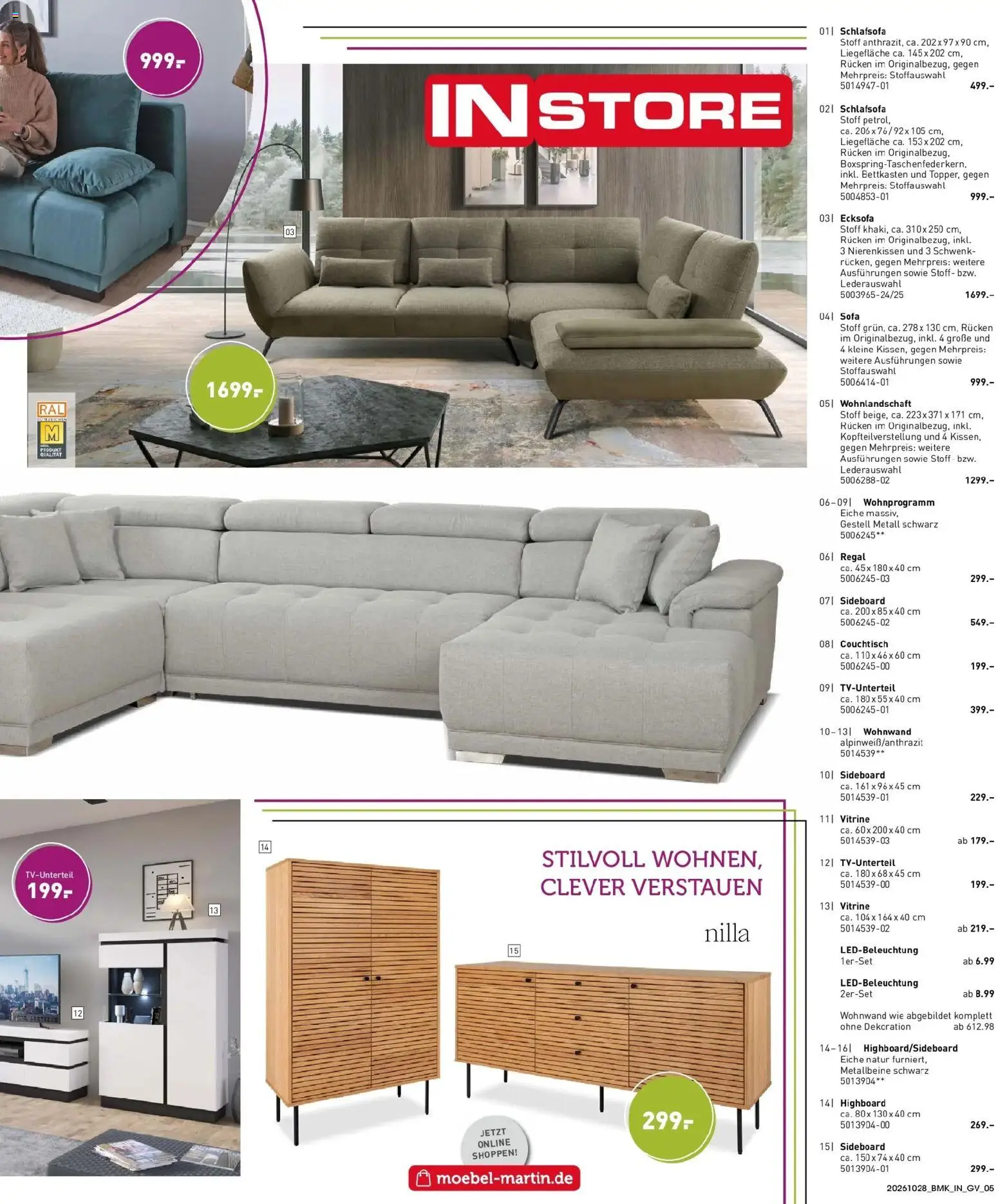 Möbel Martin - Möbel Martin: Wochenangebote (ab 28.10.2026) zum Blättern | Seite: 5 | Produkte: Sideboard, Wohnwand, Sofa, Regal