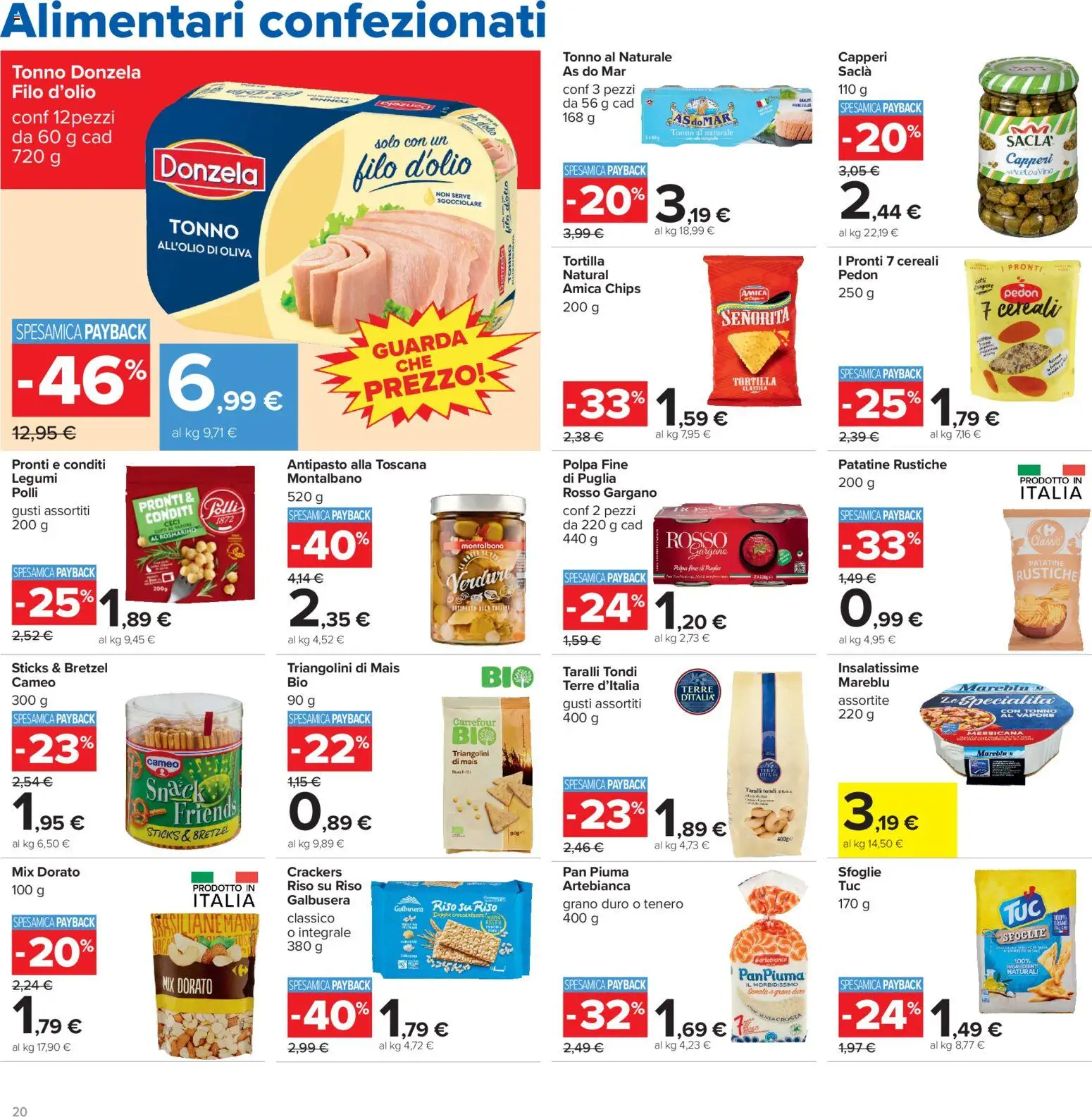 Volantino Carrefour del 13/07/2026 | Pagina: 20 | Prodotti: Riso, Ceci, Crackers, Tonno al naturale