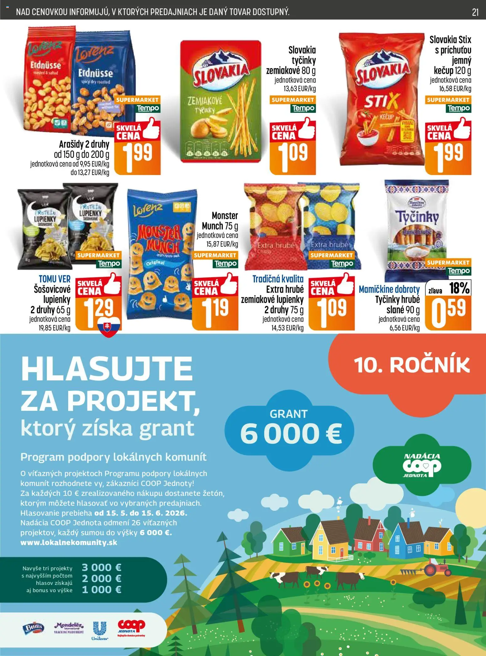 Nové COOP Jednota akcie – leták je platný od 21.05.2026 | Strana: 21 | Produkty: Protein, Kečup, Arašidy