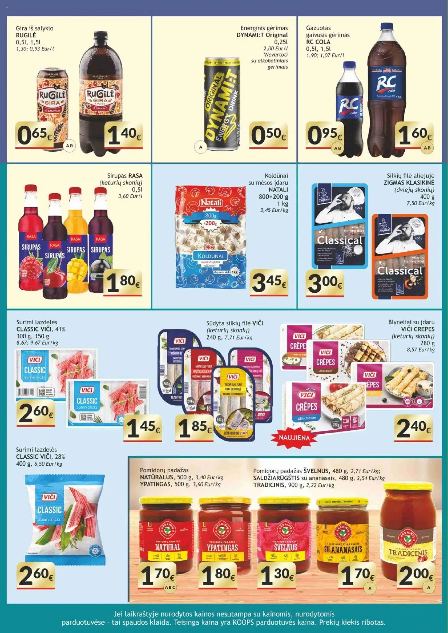 Koops akcijos nuo 2026.10.05 | Puslapis: 12 | Prekių: Energinis gėrimas, Silkių filė, Surimi, Sirupas