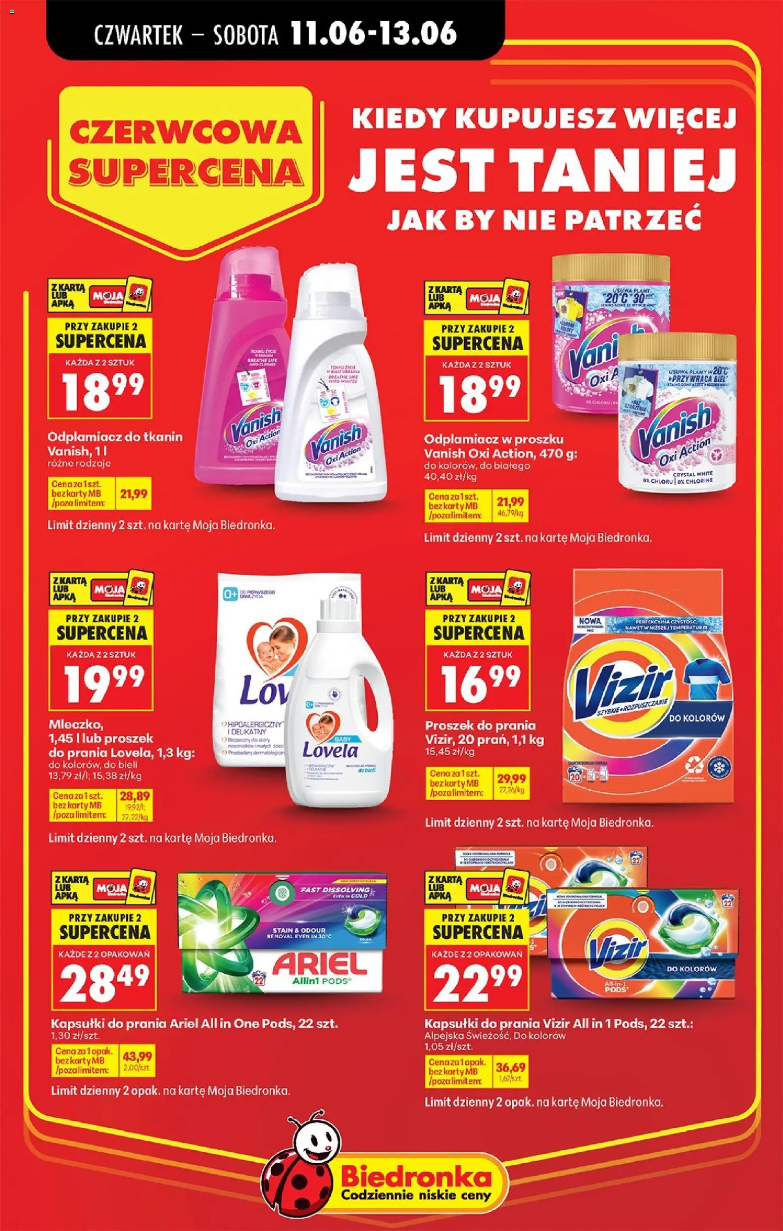Biedronka gazetka od czwartku od 11.06.2026 | Strona: 70 | Produkty: Vanish, Kapsułki do prania, Odplamiacz, Detergent