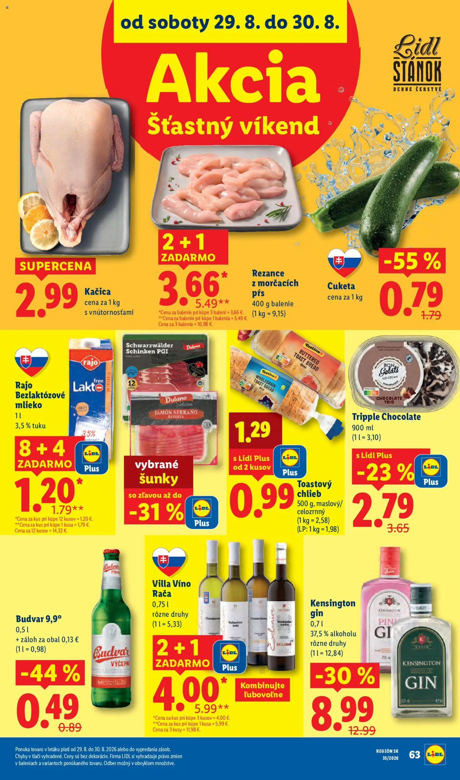 Nové Lidl akcie – leták je platný od 24.08.2026 | Strana: 93 | Produkty: Mlieko, Chlieb, Jamón Serrano, Kačica