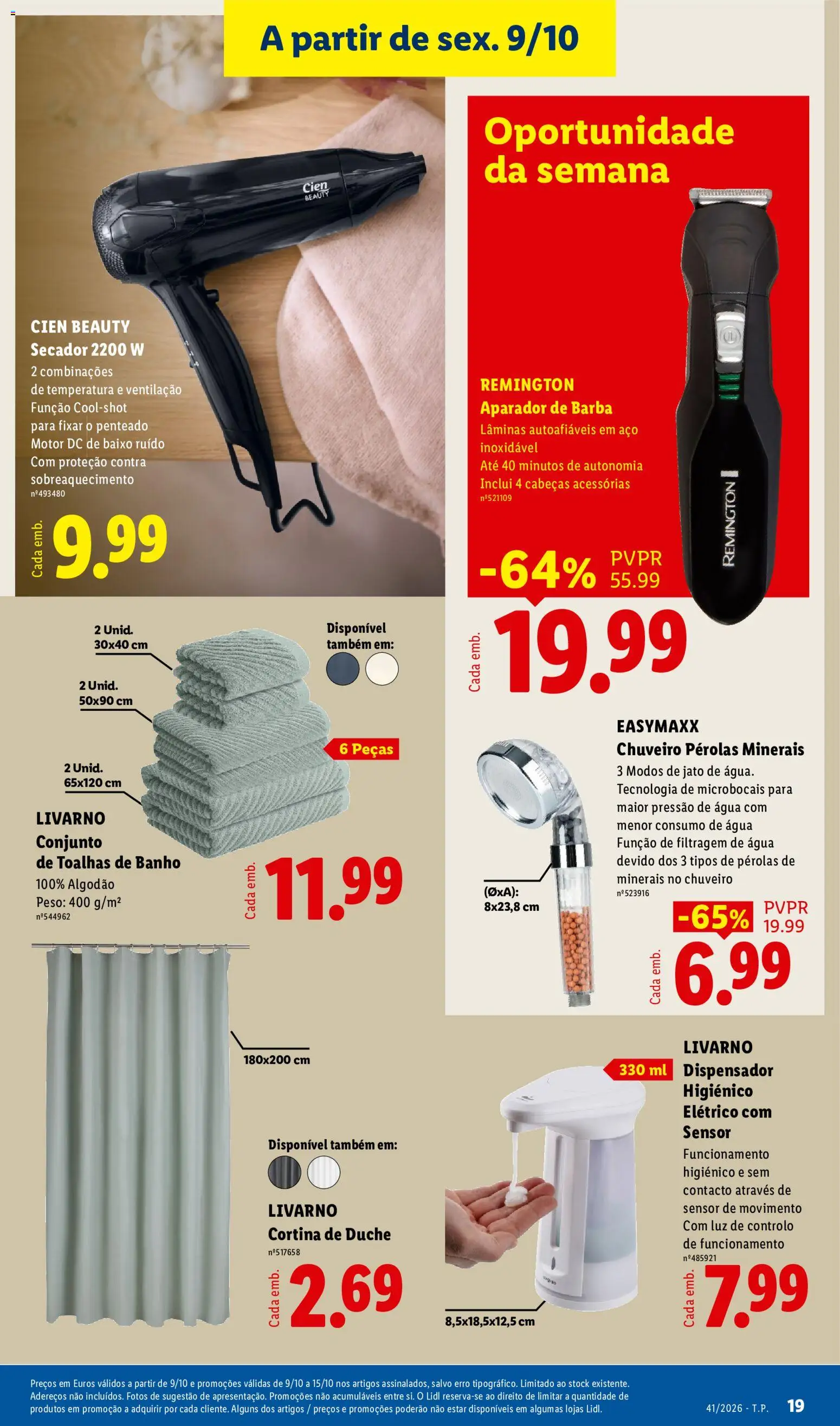 Lidl Promoções Fim de Semana │ válido de 09/10/2026 | Página: 19 | Produtos: Algodão, Chuveiro, Banho, Cortina