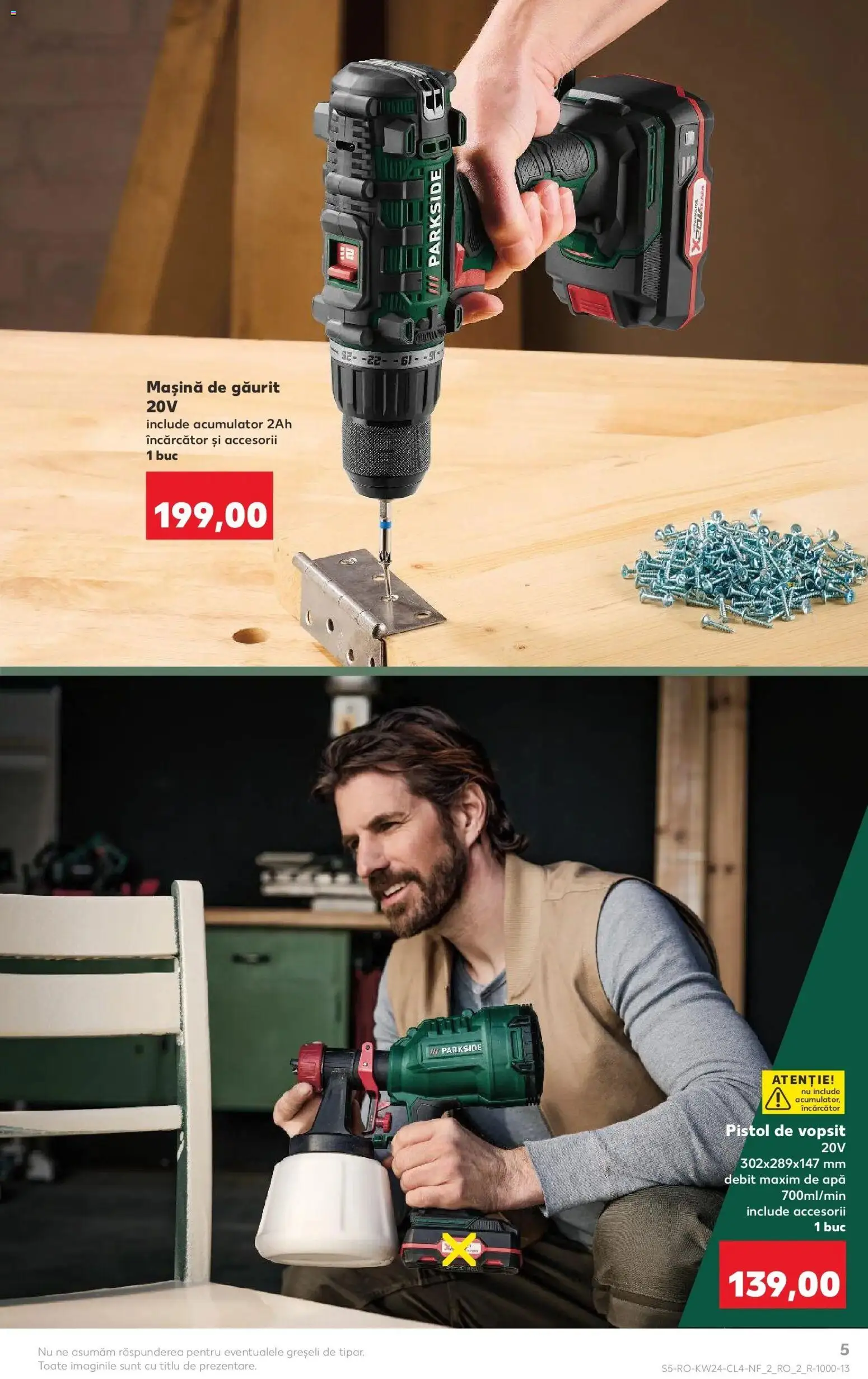 Noul catalog Kaufland – valabil de la 10.06.2026 | Pagină: 5 | Produse: Mașină de găurit, Încărcător, Apă