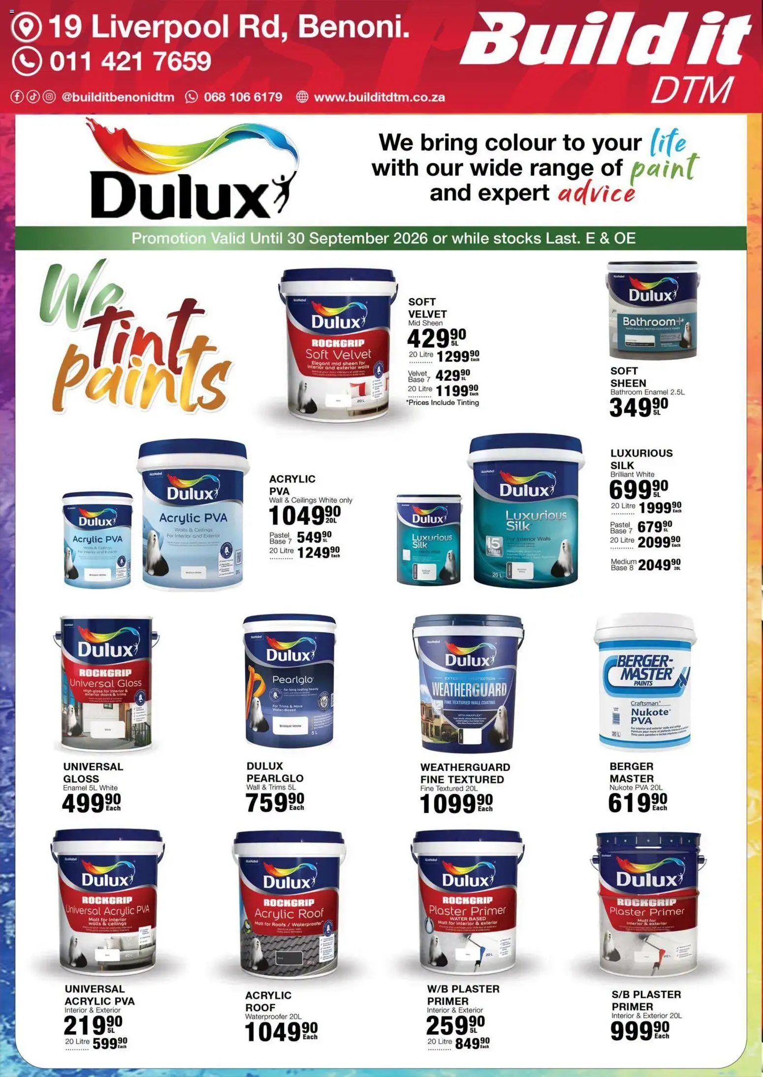 New Build It catalogue – valid from 19/08/2026 | Page: 1 | Products: Primer, Gloss, Plaster primer, Enamel