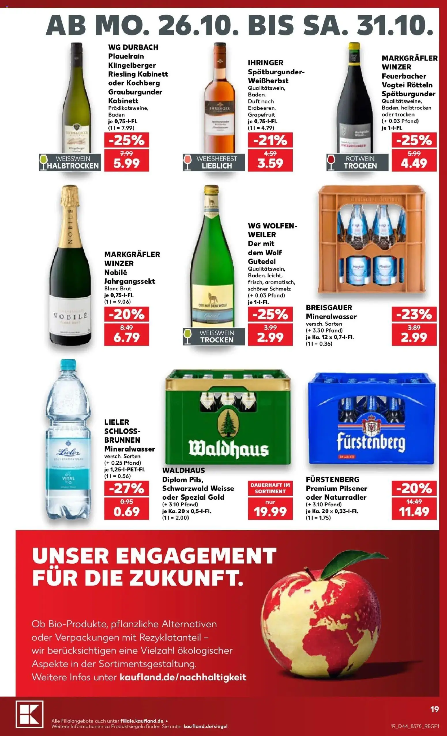 Prospekt Kaufland ab 26.10.2026 » Angebote Online zum Blättern | Seite: 23 | Produkte: Weißwein, Weißwein trocken, Mineralwasser, Grapefruit