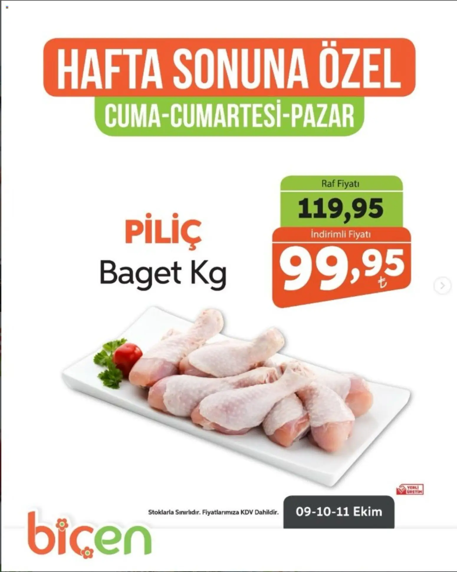 Biçen Market - Hafta Sonuna Özel - 09 Ekim 2026 tarihinden itibaren geçerlidir | Sayfa: 1 | Ürünler: Raf, Piliç
