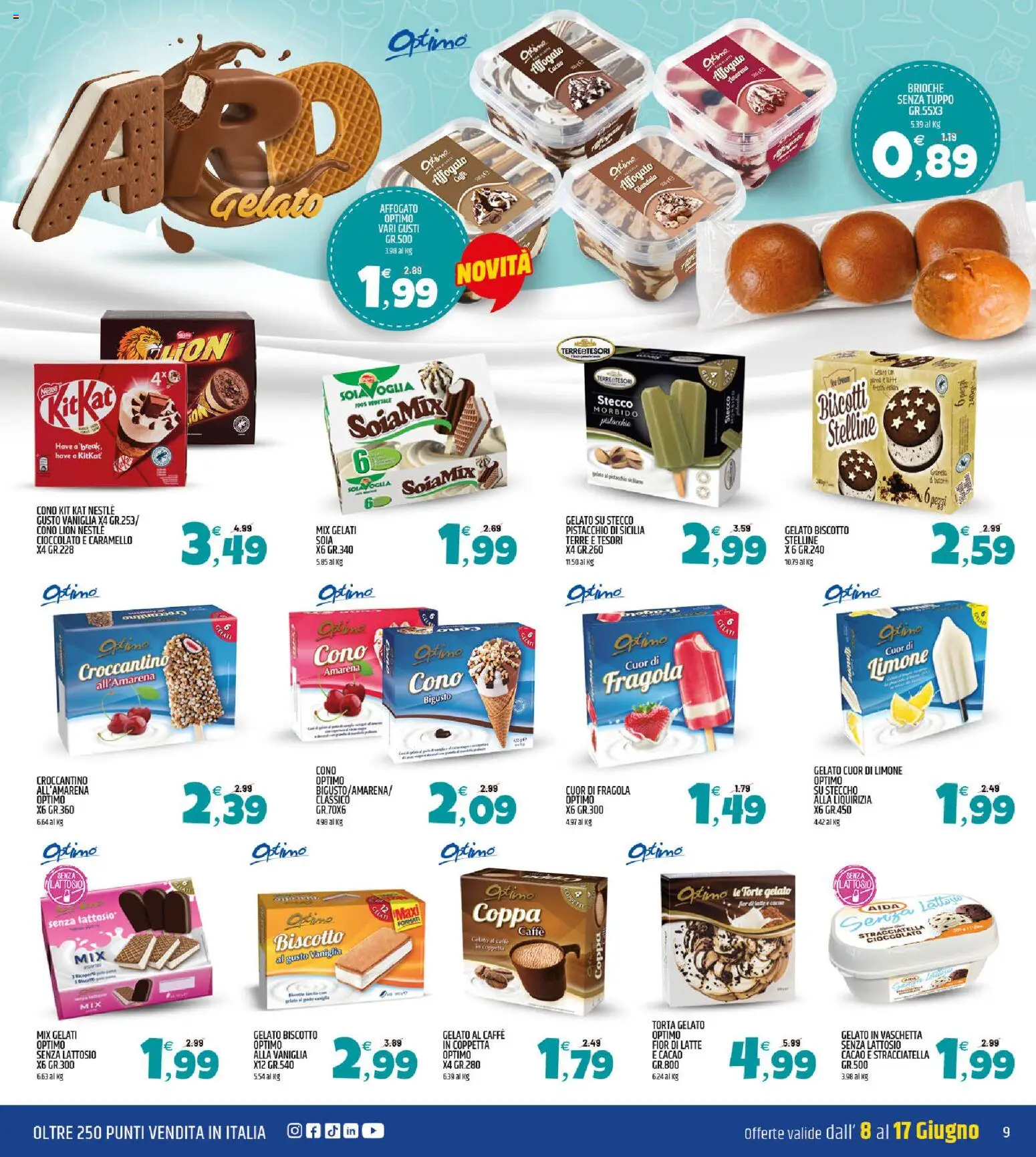 Volantino ARD Discount del 08.06.2026 | Pagina: 9 | Prodotti: Cioccolato, Gelato, Latte, Torta