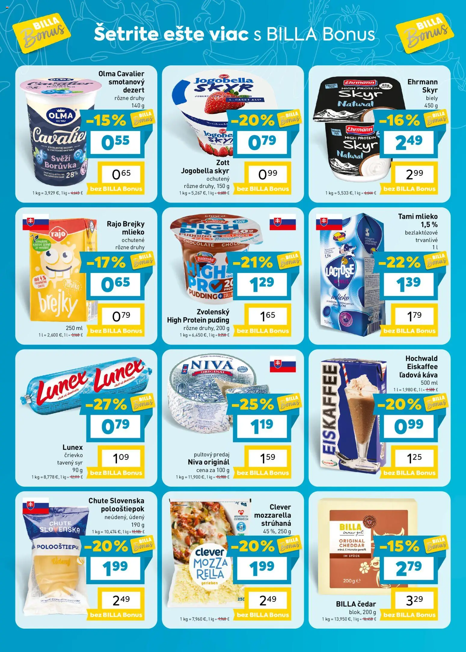 Nové Billa akcie – leták je platný od 14.10.2026 | Strana: 4 | Produkty: Niva, Pór, Tavený syr, Ľadová káva
