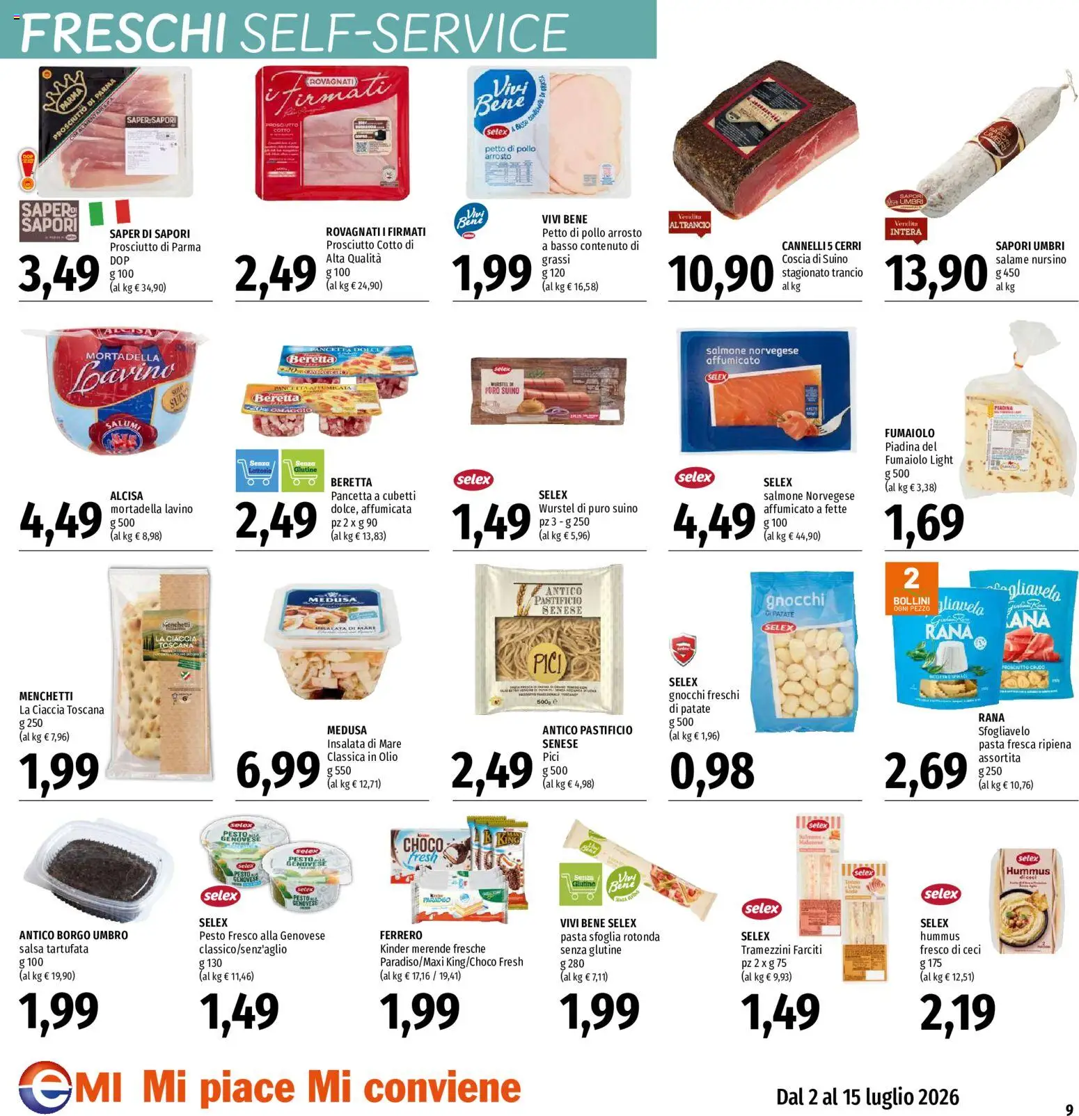 Volantino EMI del 02/07/2026 | Pagina: 9 | Prodotti: Pancetta, Patate, Salsa, Pesto