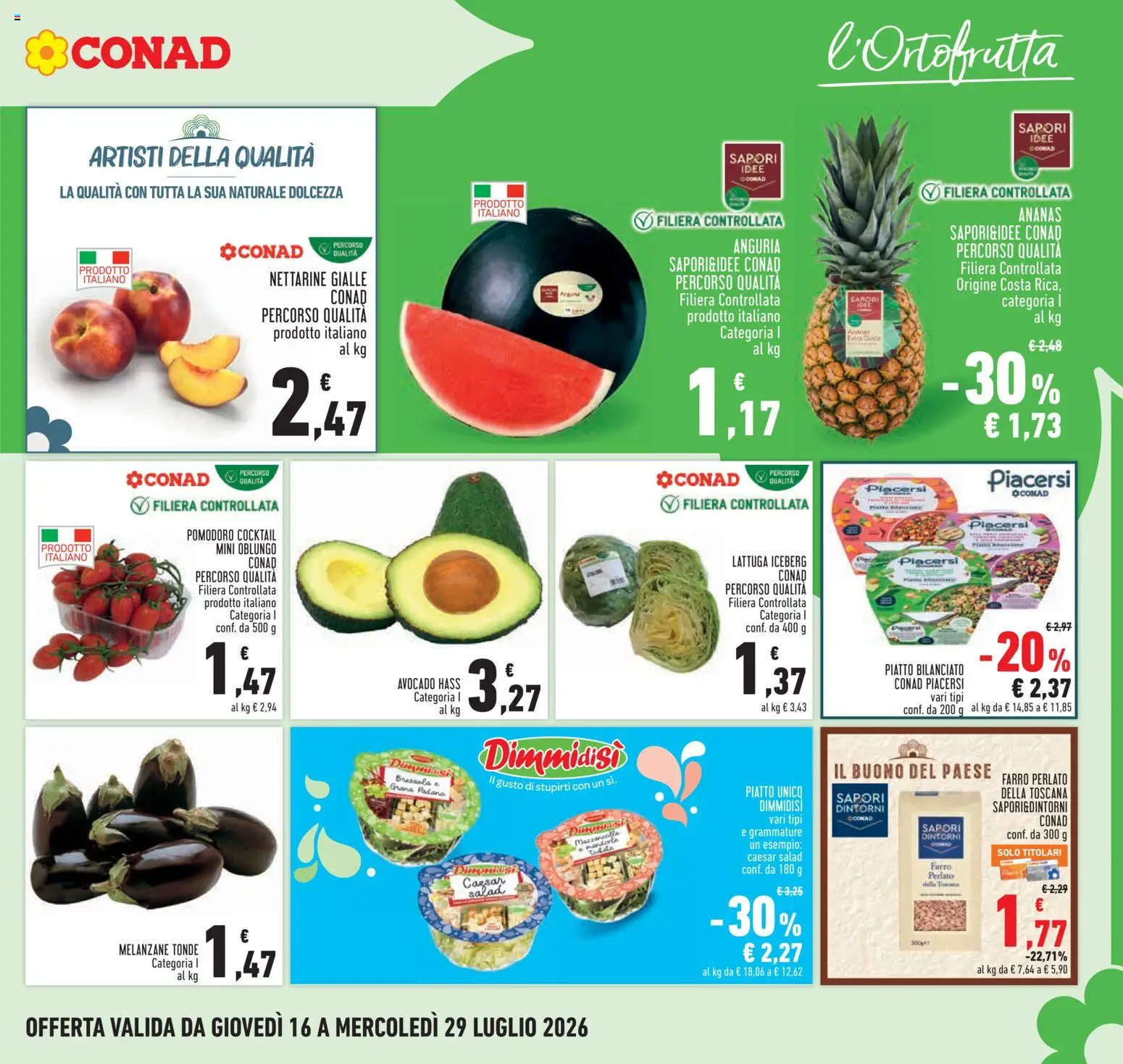 Volantino Conad del 16/07/2026 | Pagina: 13 | Prodotti: Mazzancolle, Ananas, Lattuga, Farro