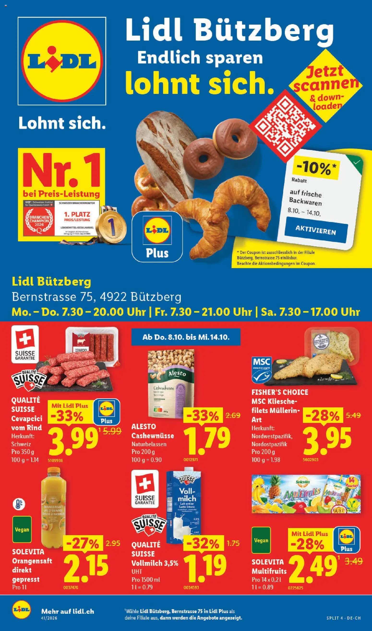 Lidl aktionen Bützberg Neueröffnung – gültig ab 08.10.2026 | Seite: 1