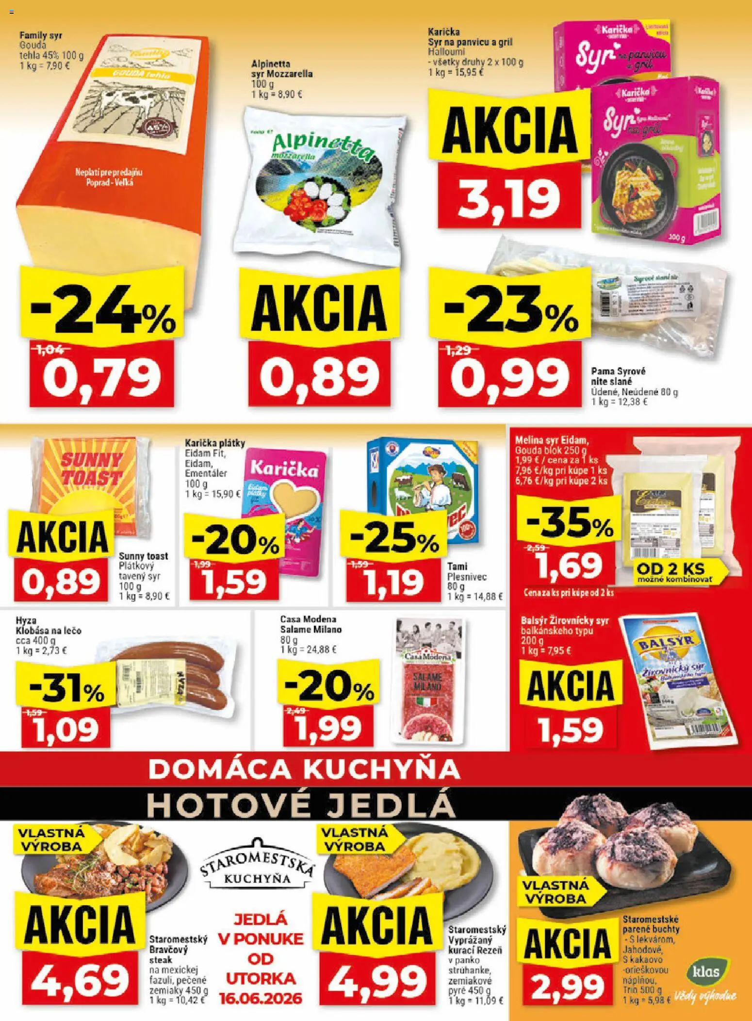 Nové Klas akcie – leták je platný od 15.06.2026 | Strana: 11 | Produkty: Gril, Kuchyňa, Mozzarella, Zemiaky