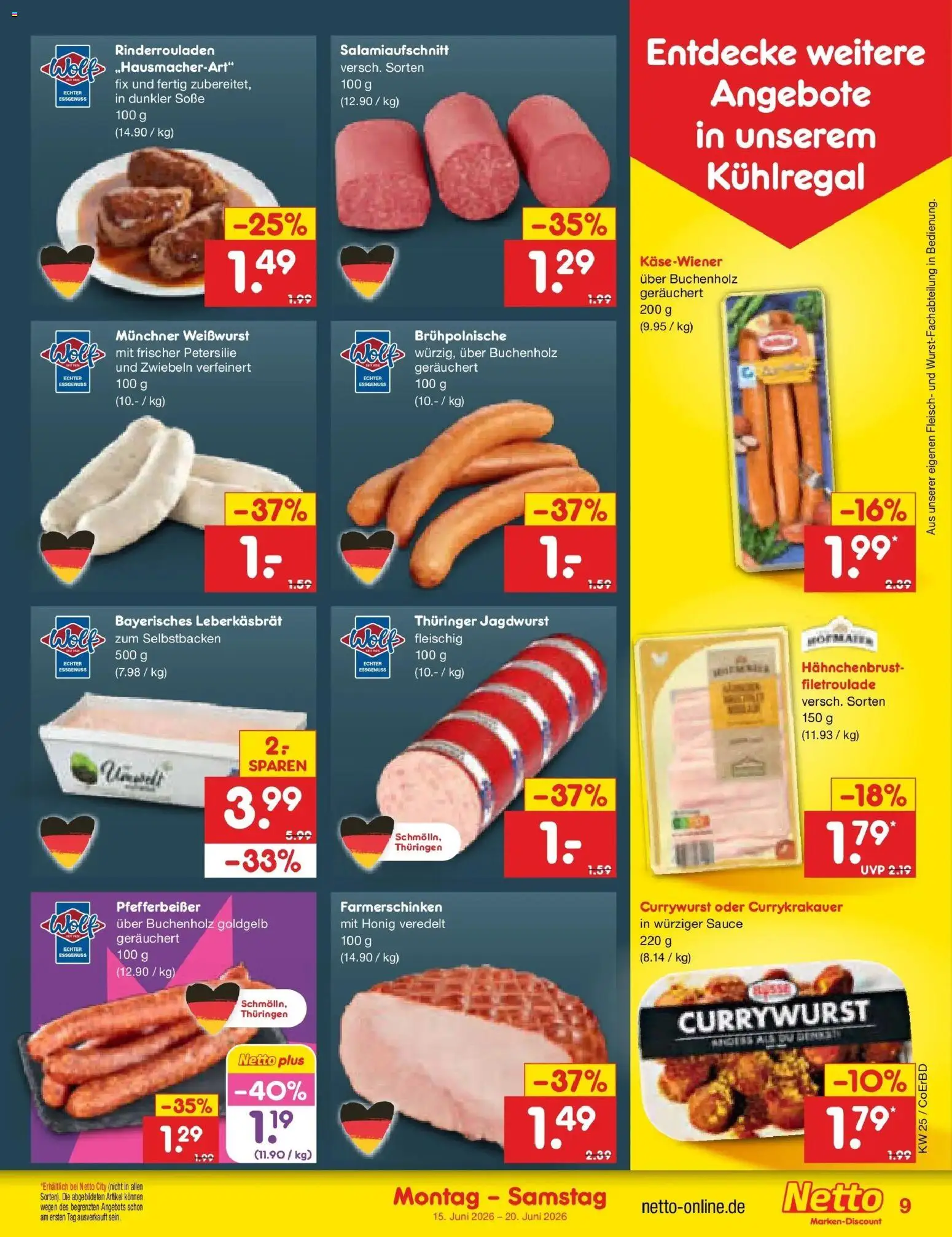 Netto Marken-Discount Prospekt Delitzsch – gültig ab 15.06.2026 | Seite: 12 | Produkte: Rinderrouladen, Petersilie, Fleisch, Hahnchenbrust