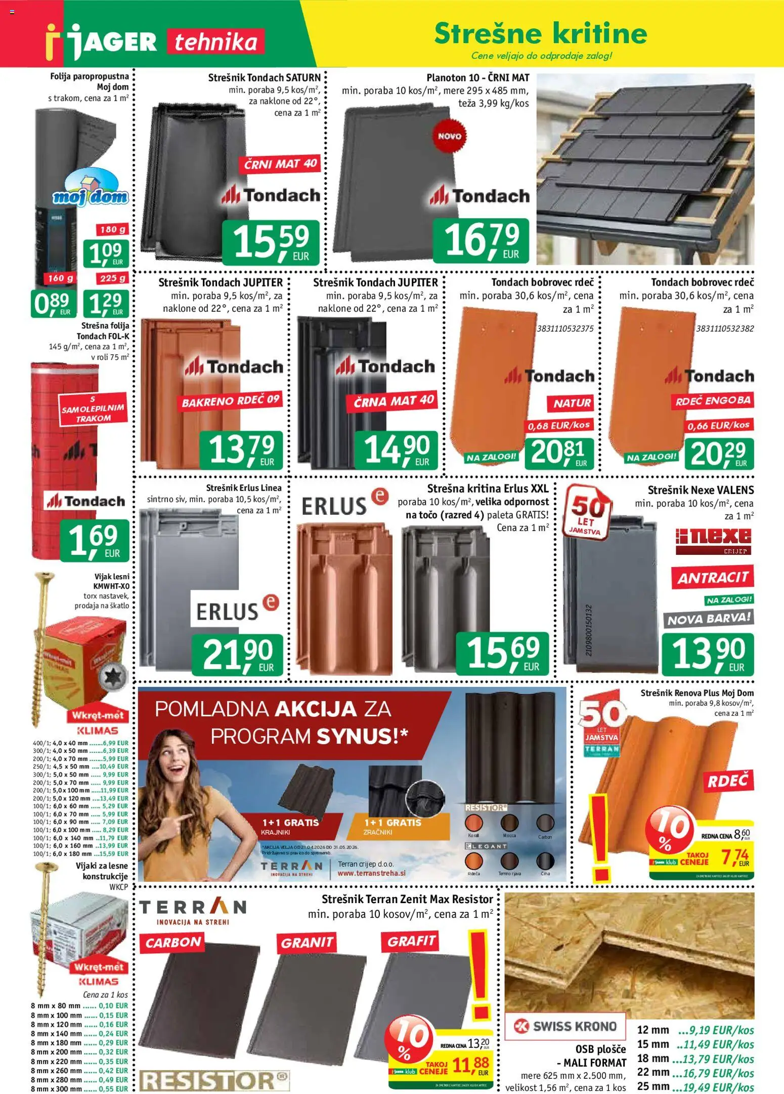 Novi Jager katalog ponudbe – veljaven od 27.05.2026 | Stran: 2 | Izdelki: Teza, Kos, Folija, Barva