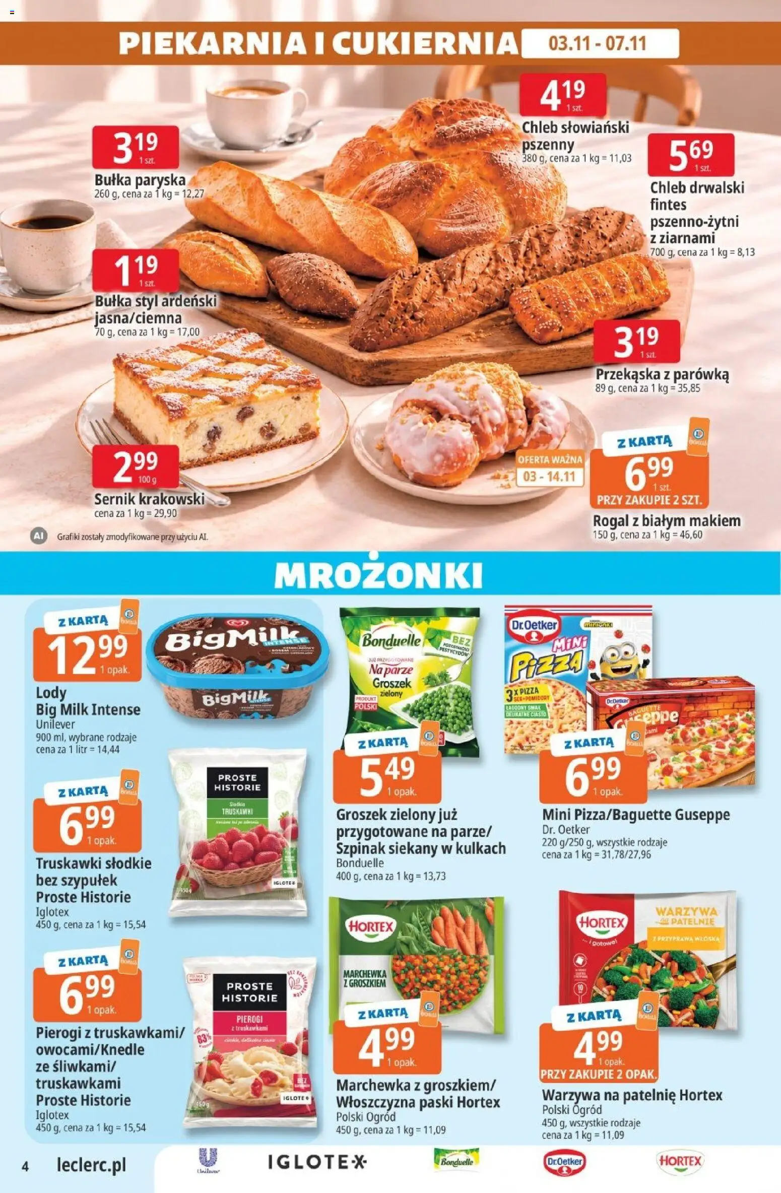 E.Leclerc - Ulotka od 03.11.2026 | Strona: 4 | Produkty: Bułka paryska, Bułka, Chleb, Warzywa