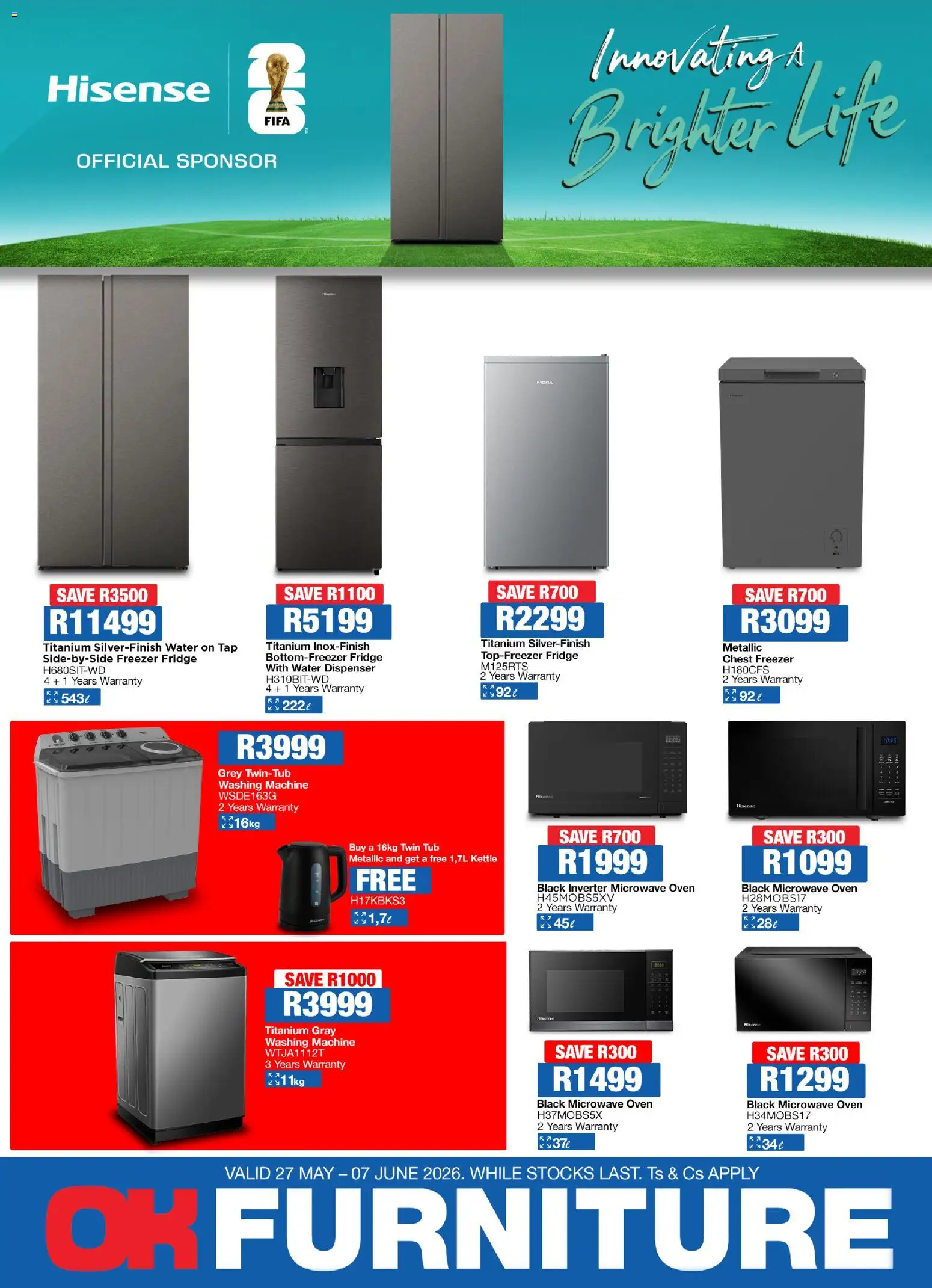 New OK Furniture catalogue – valid from 27.05.2026 | Page: 1 | Products: Freezer, Oven, Microwave, Tap