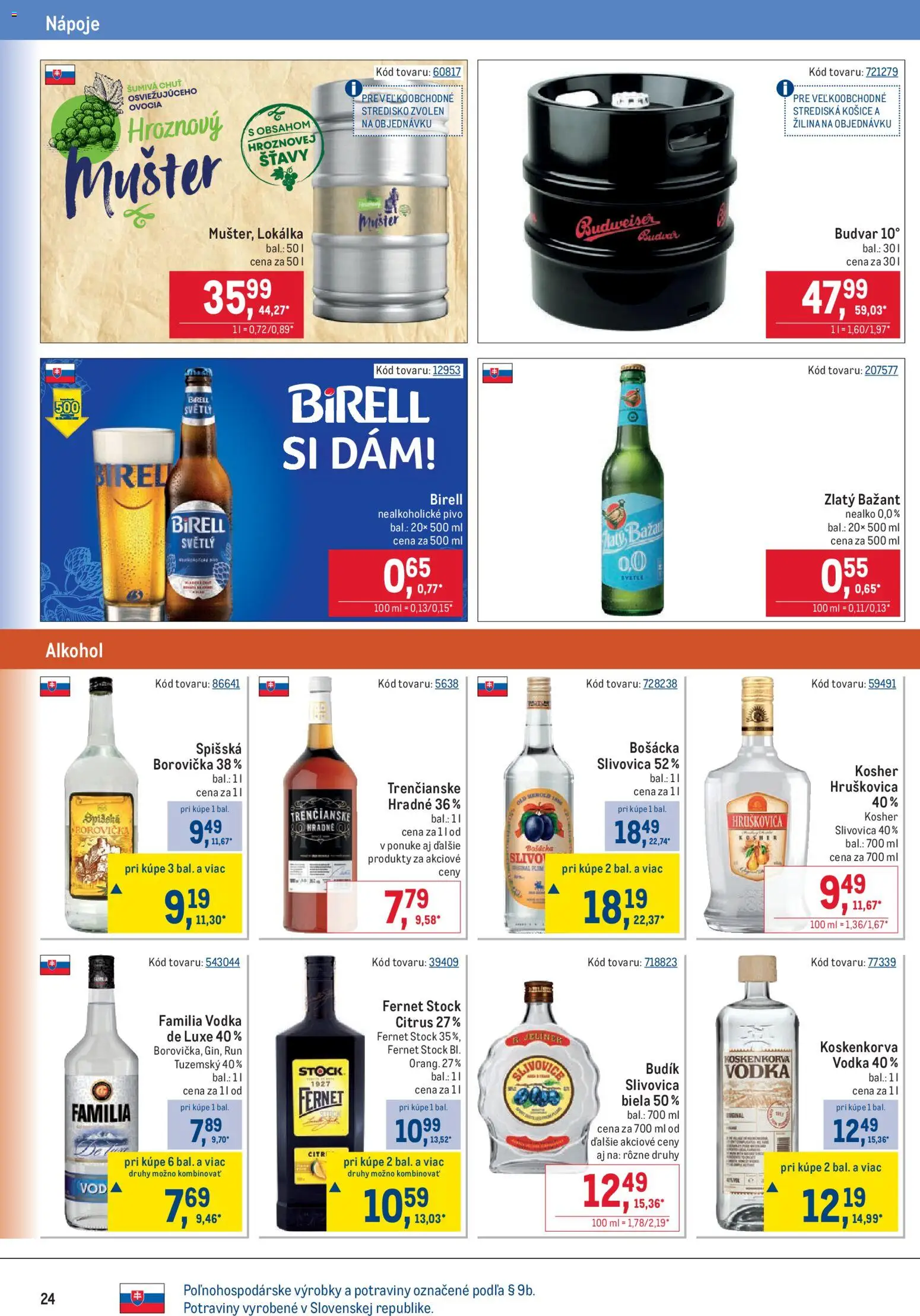 Nové Metro akcie – leták je platný od 12.08.2026 | Strana: 24 | Produkty: Birell, Nealkoholické pivo, Alkohol, Budík