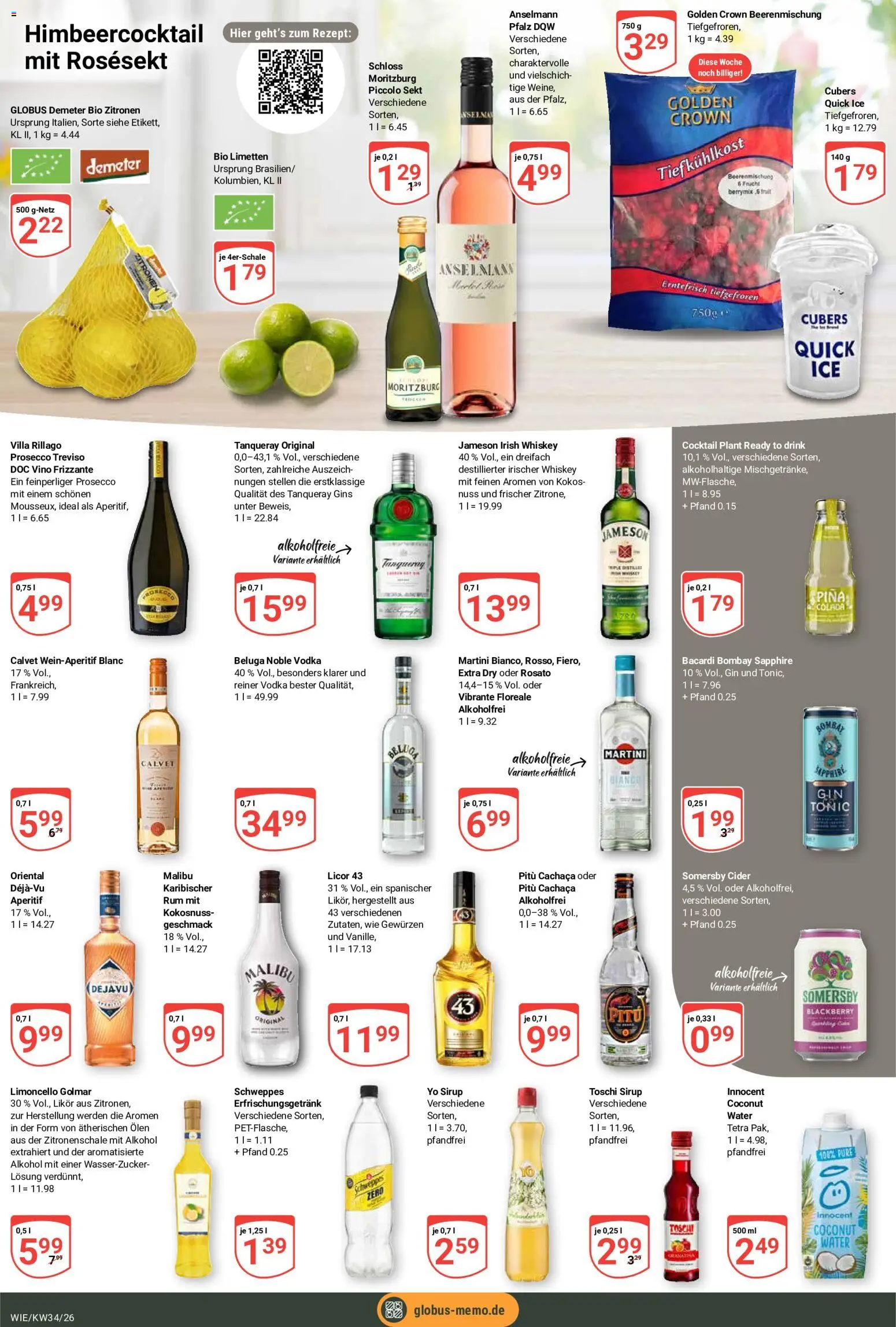 Globus Prospekt Waghäusel-Wiesental – gültig ab 17.08.2026 | Seite: 18 | Produkte: Limetten, Likör, Prosecco, Limoncello