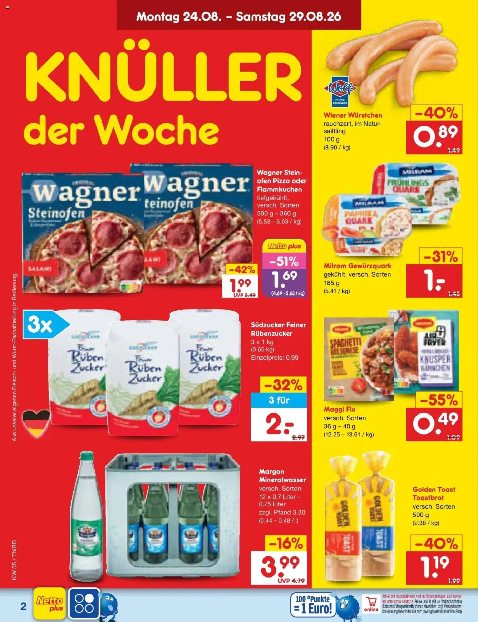 Netto Marken-Discount Prospekt Thiendorf – gültig ab 24.08.2026 | Seite: 2 | Produkte: Maggi, Spaghetti, Mineralwasser, Milram
