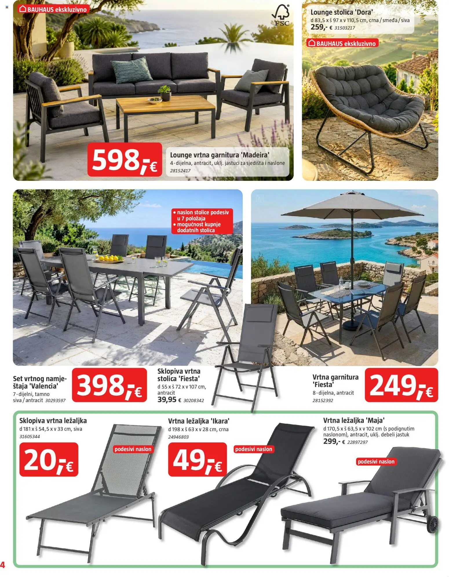 Bauhaus katalog | vrijedi od 17.06.2026 | Stranica: 4 | Proizvodi: Jastuk, Ležaljka, Stolica, Vrtna garnitura