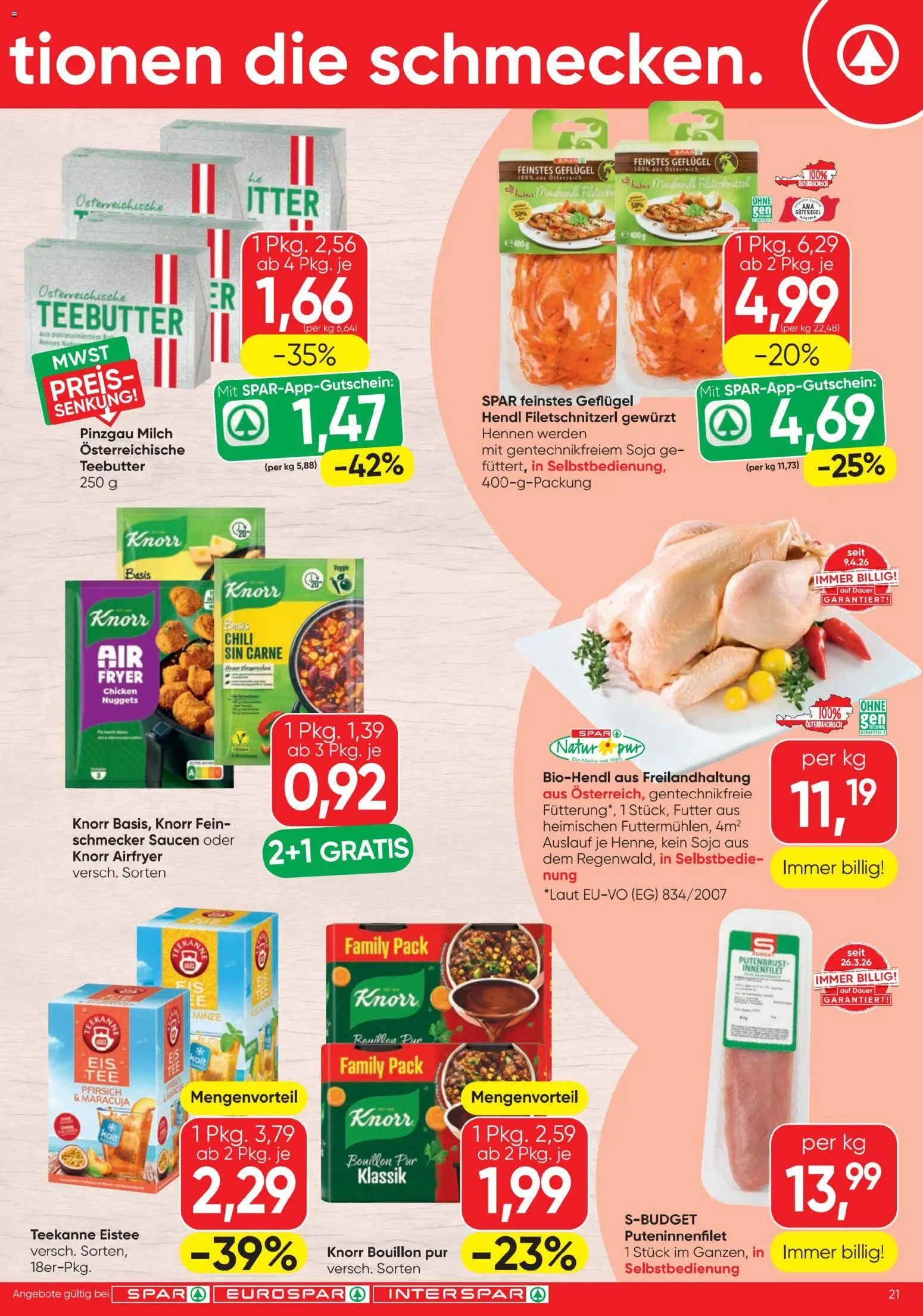 Spar - Flugblatt gültig ab 01.07.2026 | Seite: 21 | Produkte: Pfirsich, Chili, Milch