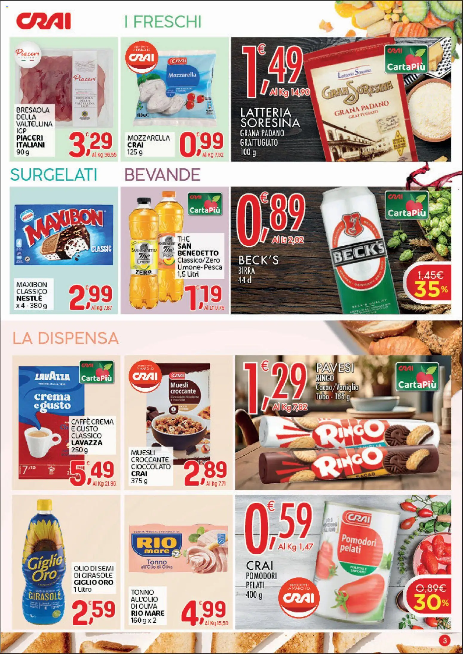 Volantino CRAI del 20/08/2026 | Pagina: 3 | Prodotti: Birra, Limone, Pomodori, Lavazza